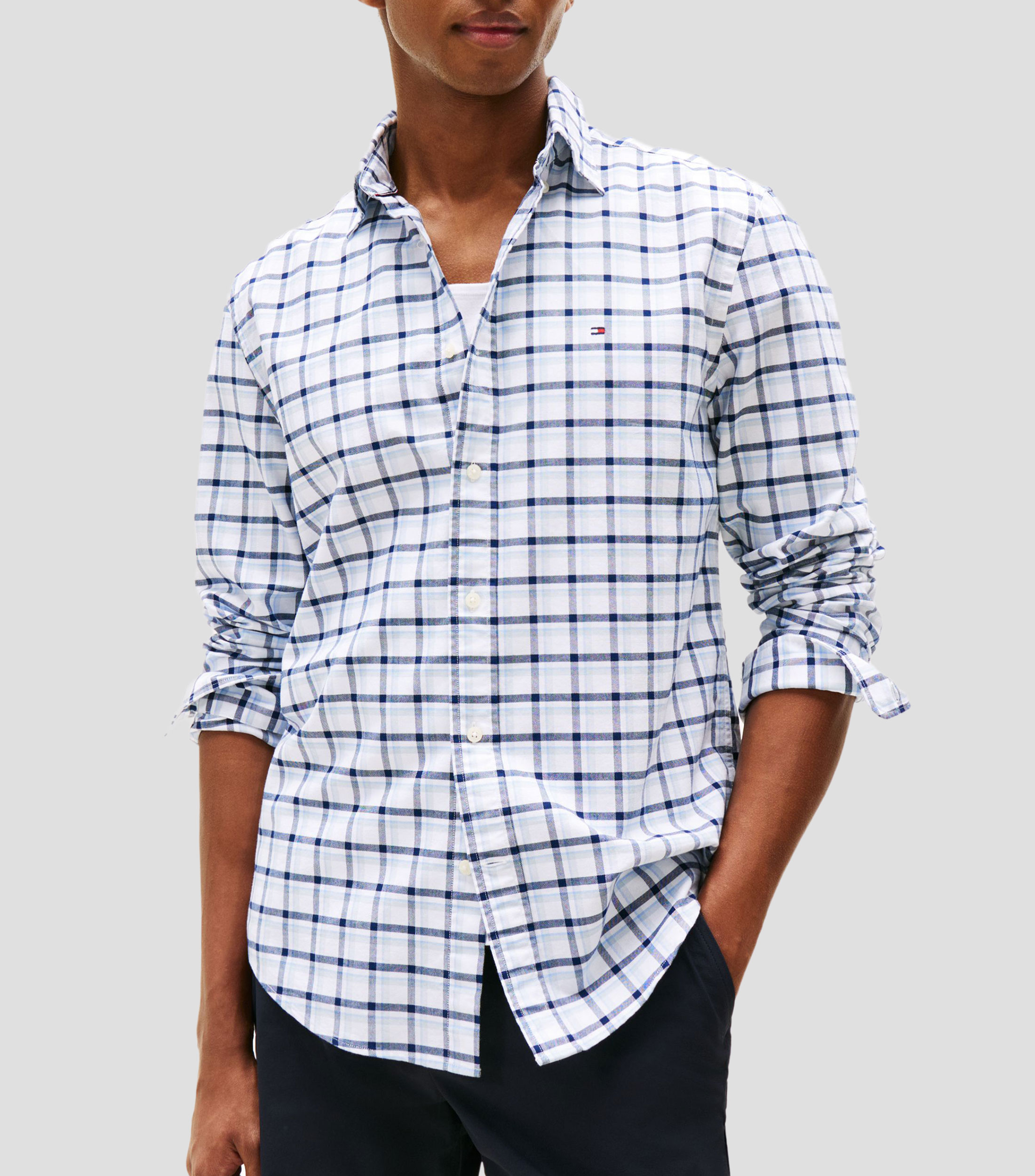 Camisa cuadros manga larga Hombre