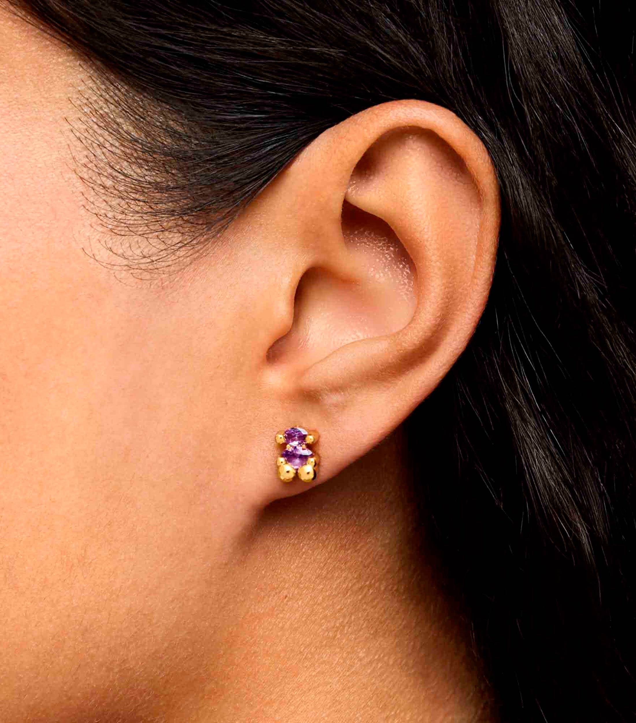 Aretes en plata .925 con zafiro sintético Color Bear Mujer