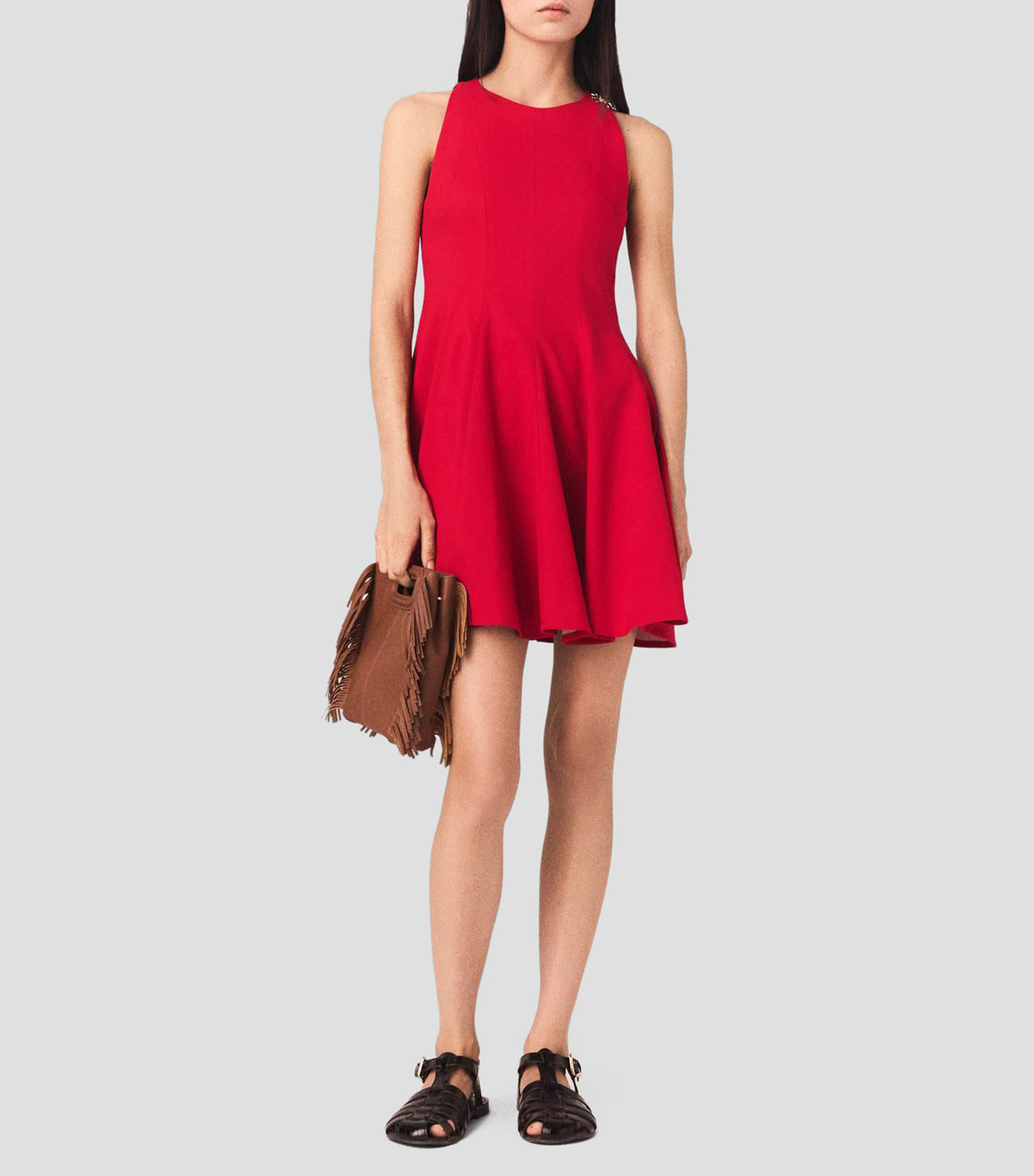Vestido corto liso Mujer