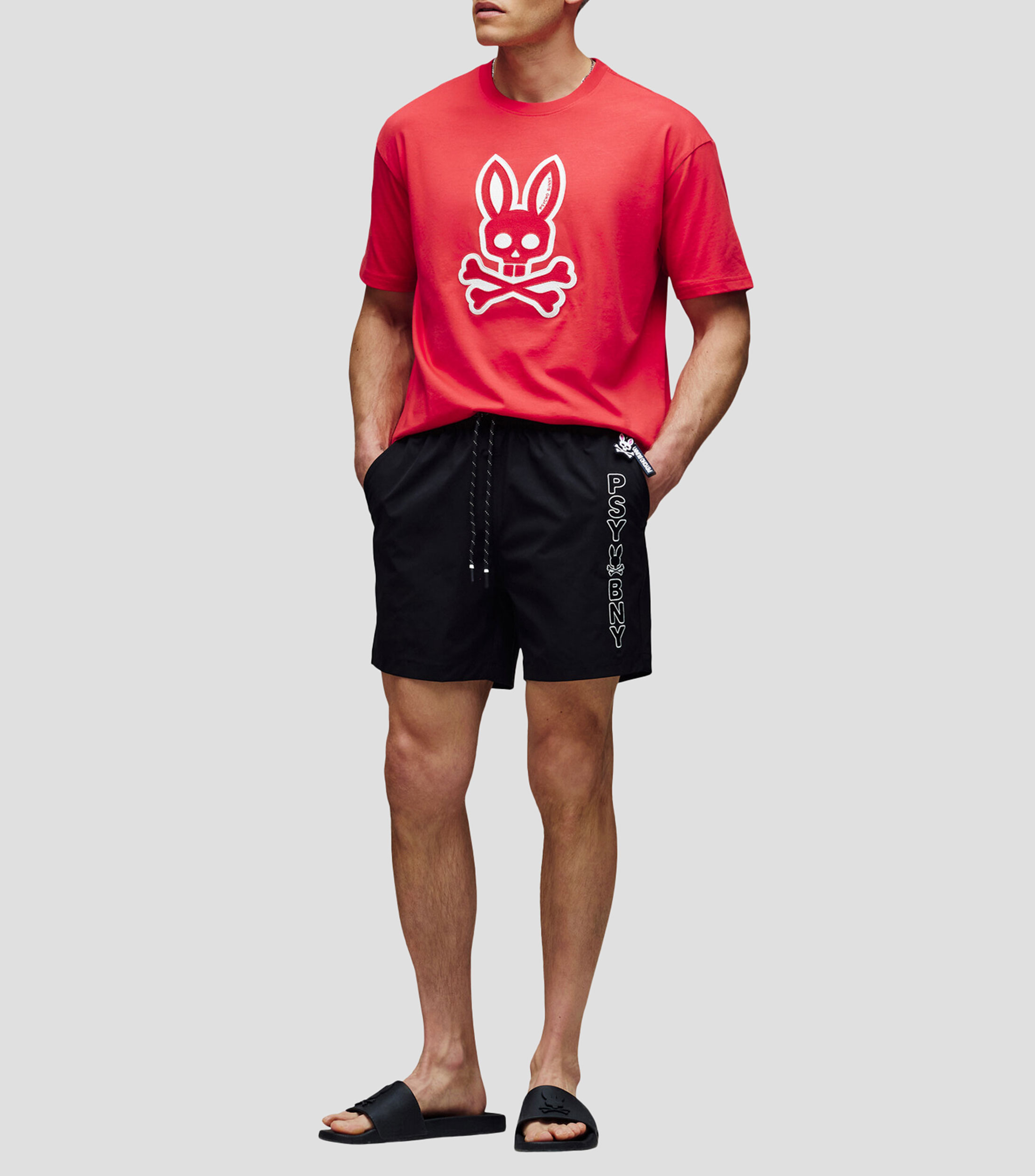 Playera cuello redondo manga corta con logotipo Hombre