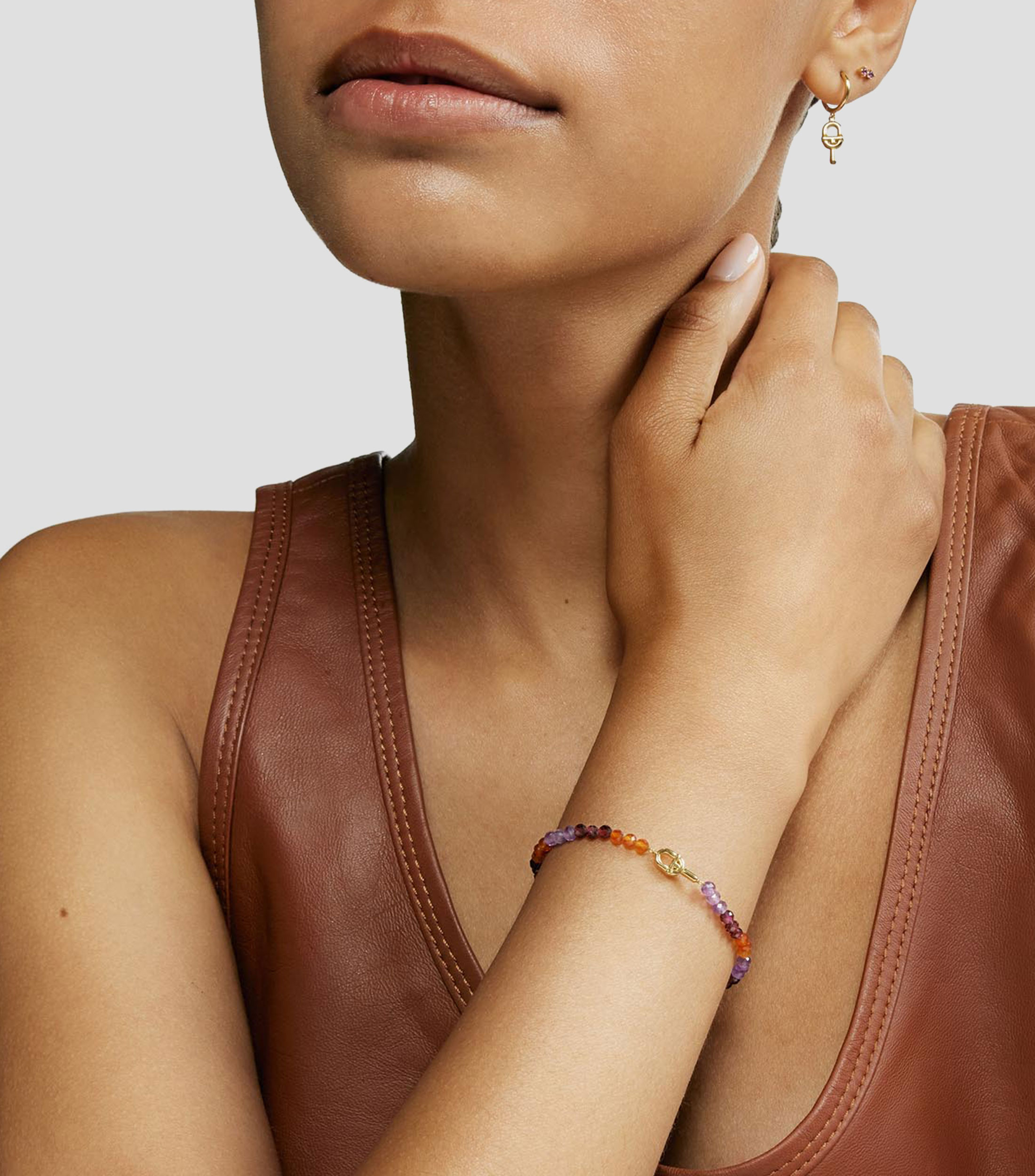 Pulsera elástica con gemas multicolor Mujer