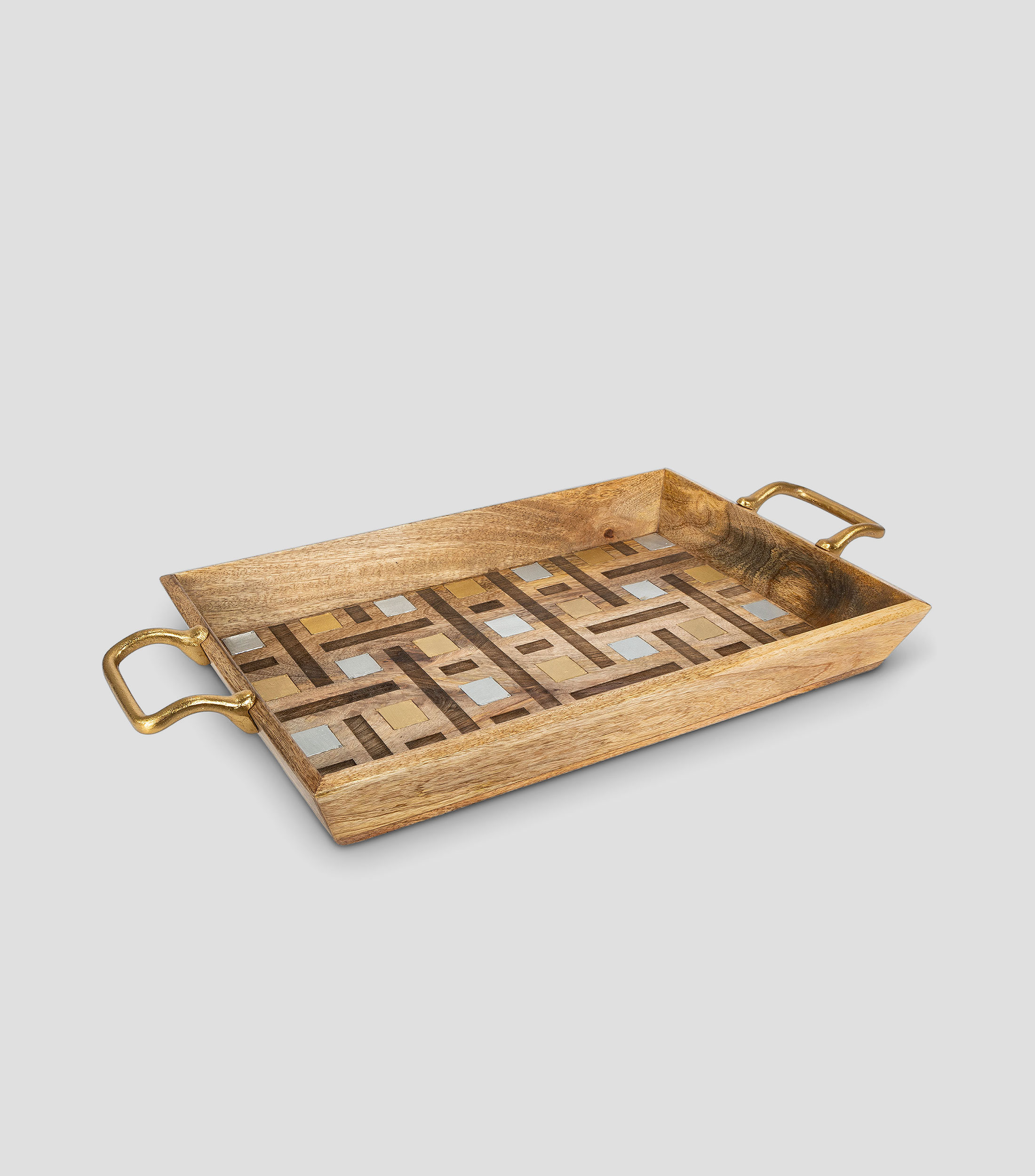 Charola Decorativa Geométrica en Madera