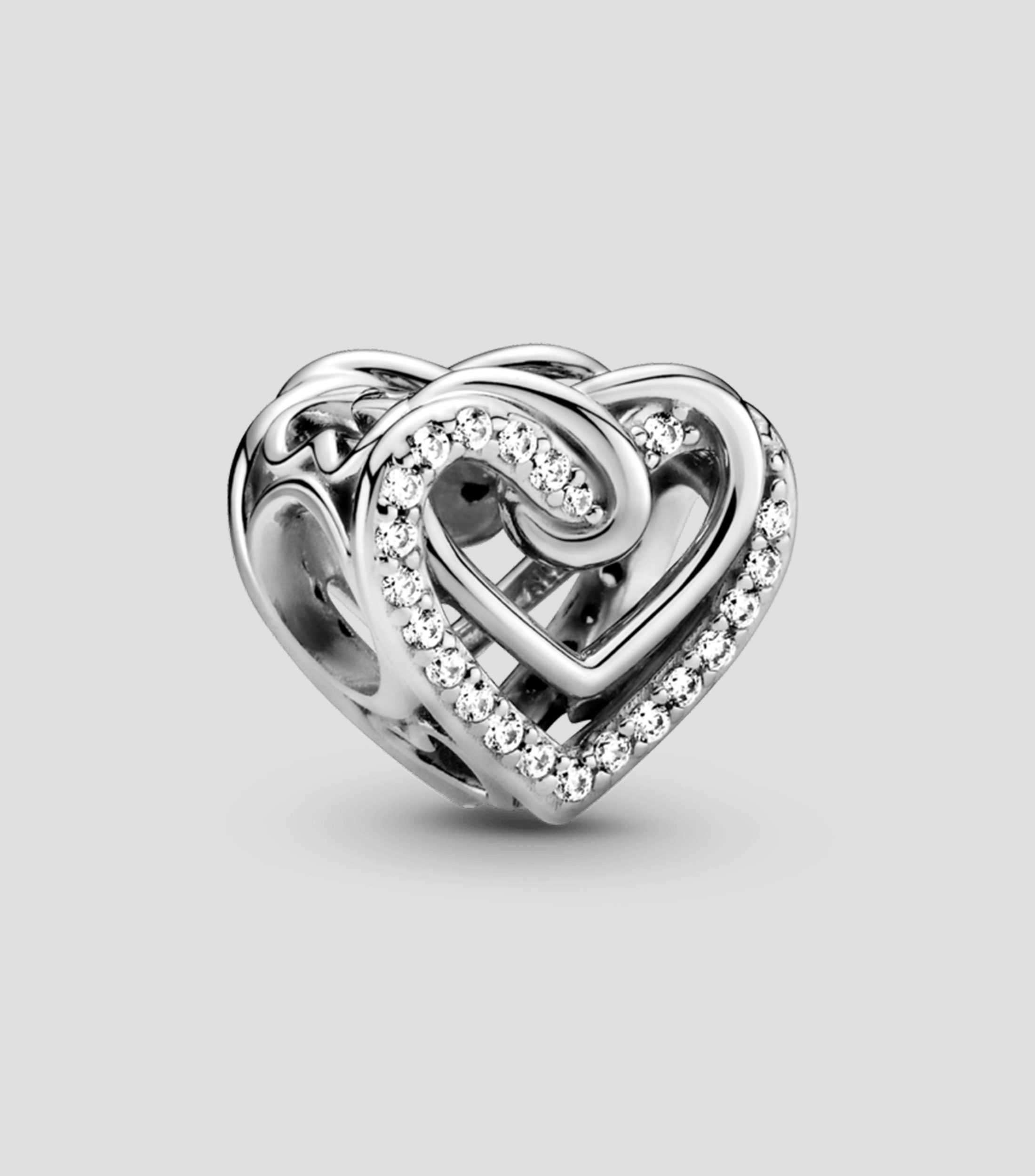 Charm en plata Corazones entrelazados resplandecientes Mujer
