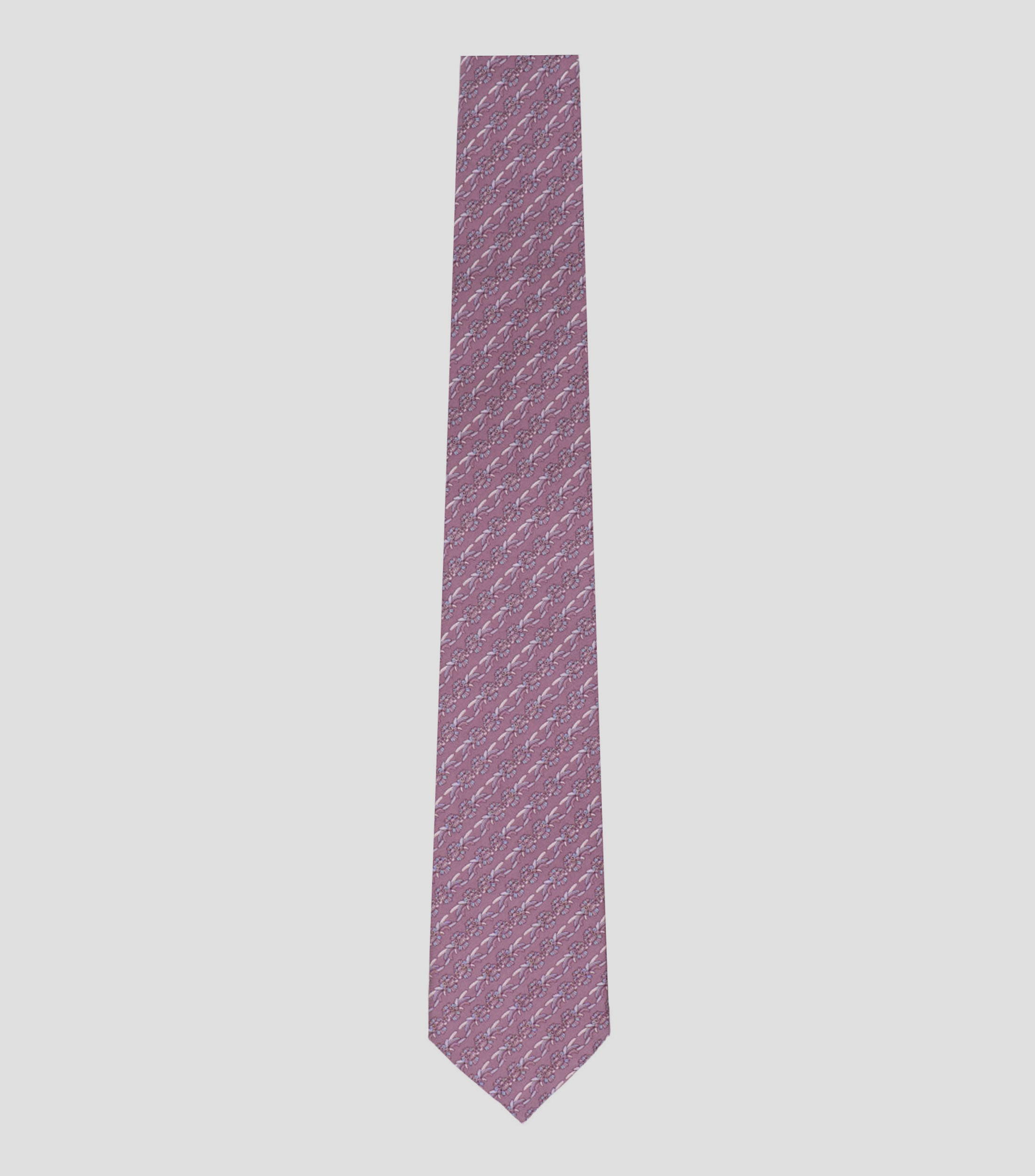 Corbata ancha en seda lila estampada Quetzalcóatl