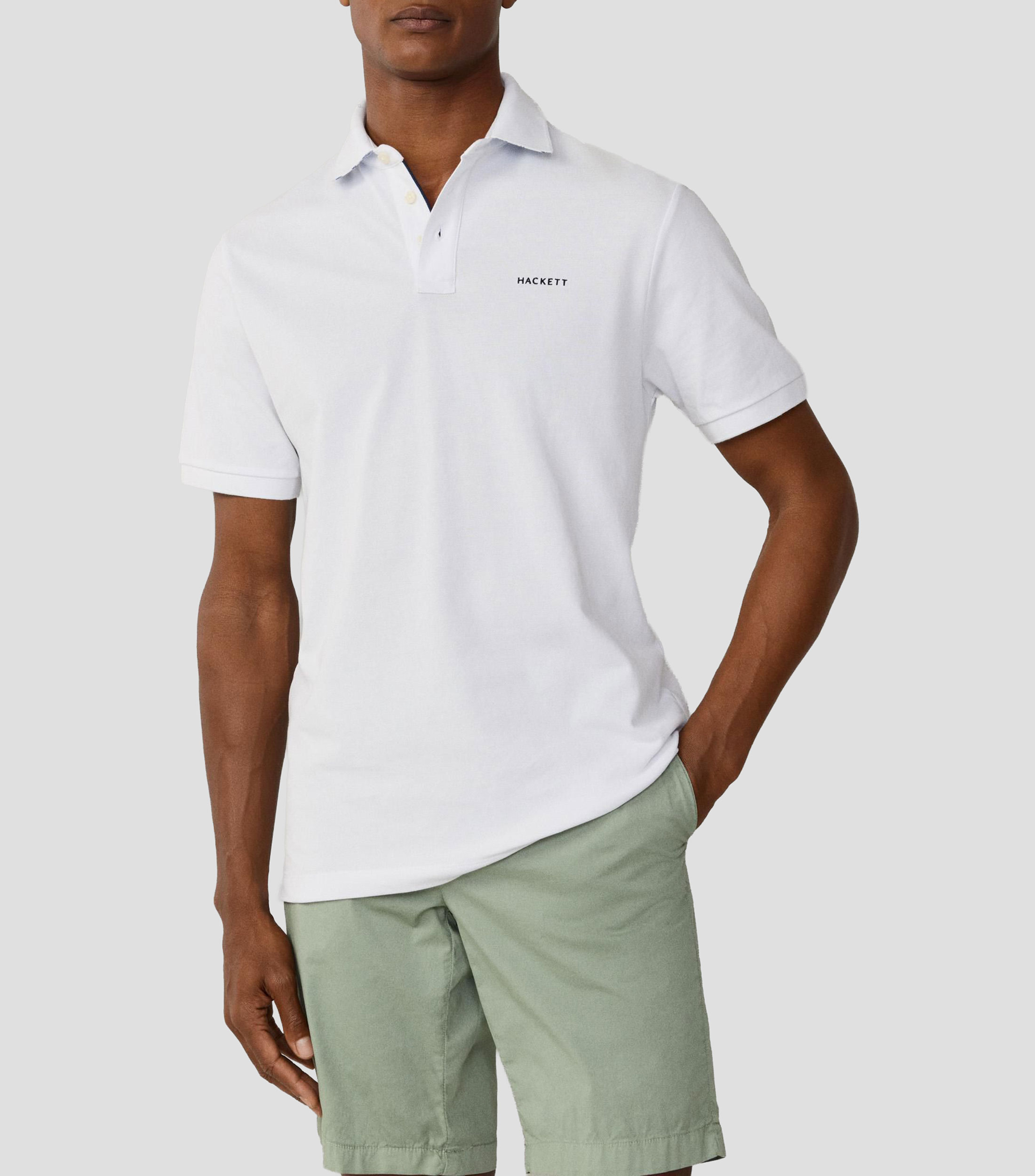 Playera tipo polo lisa de manga corta Hombre