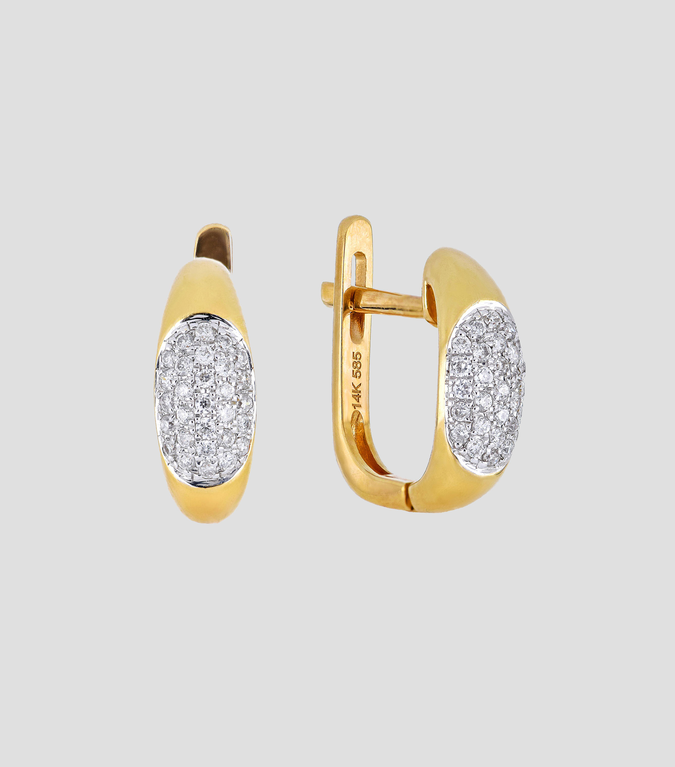 Set de anillo y aretes en oro amarillo 14 Kts con diamantes Mujer