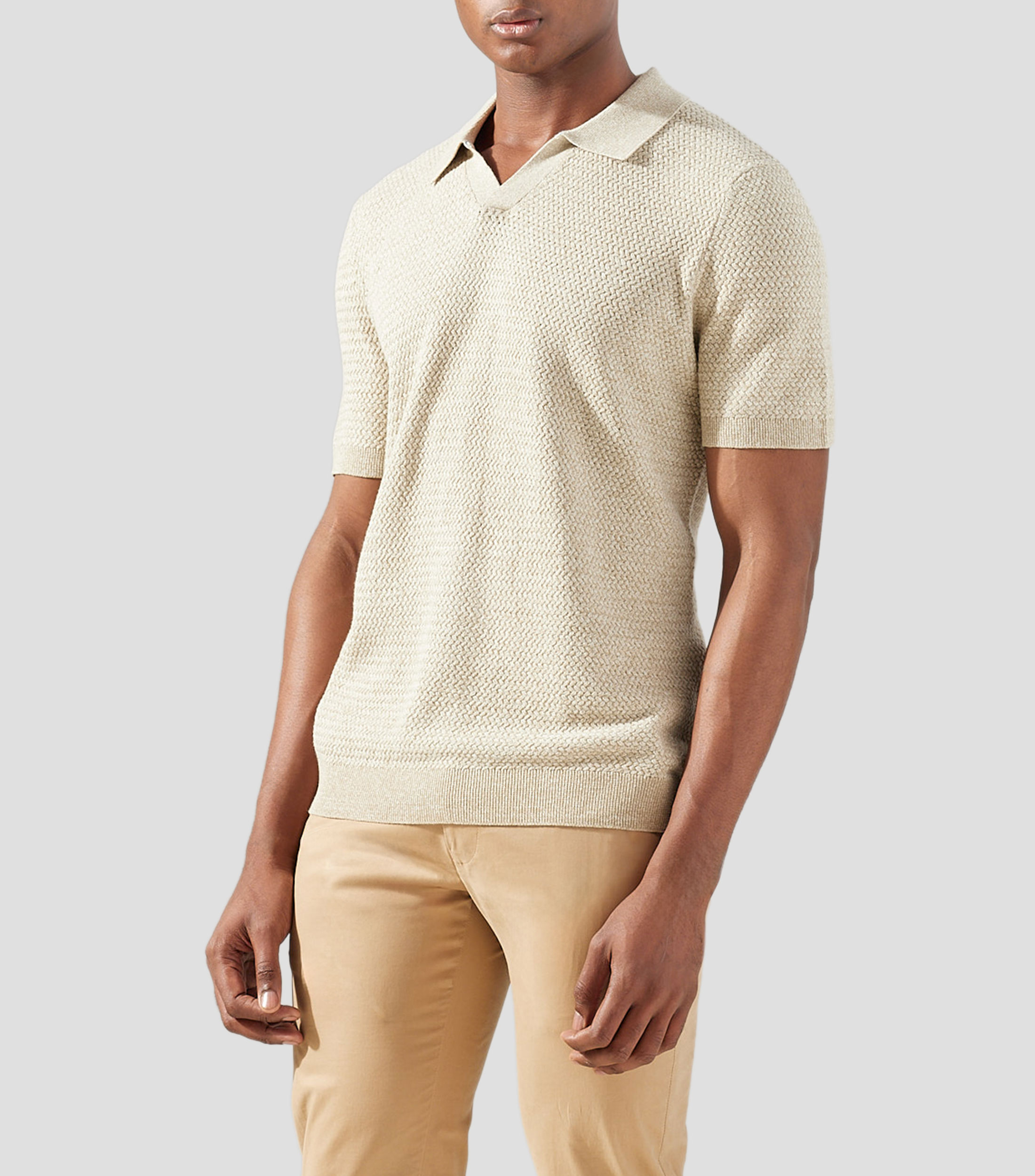 Playera tipo polo manga corta con microdiseños Hombre