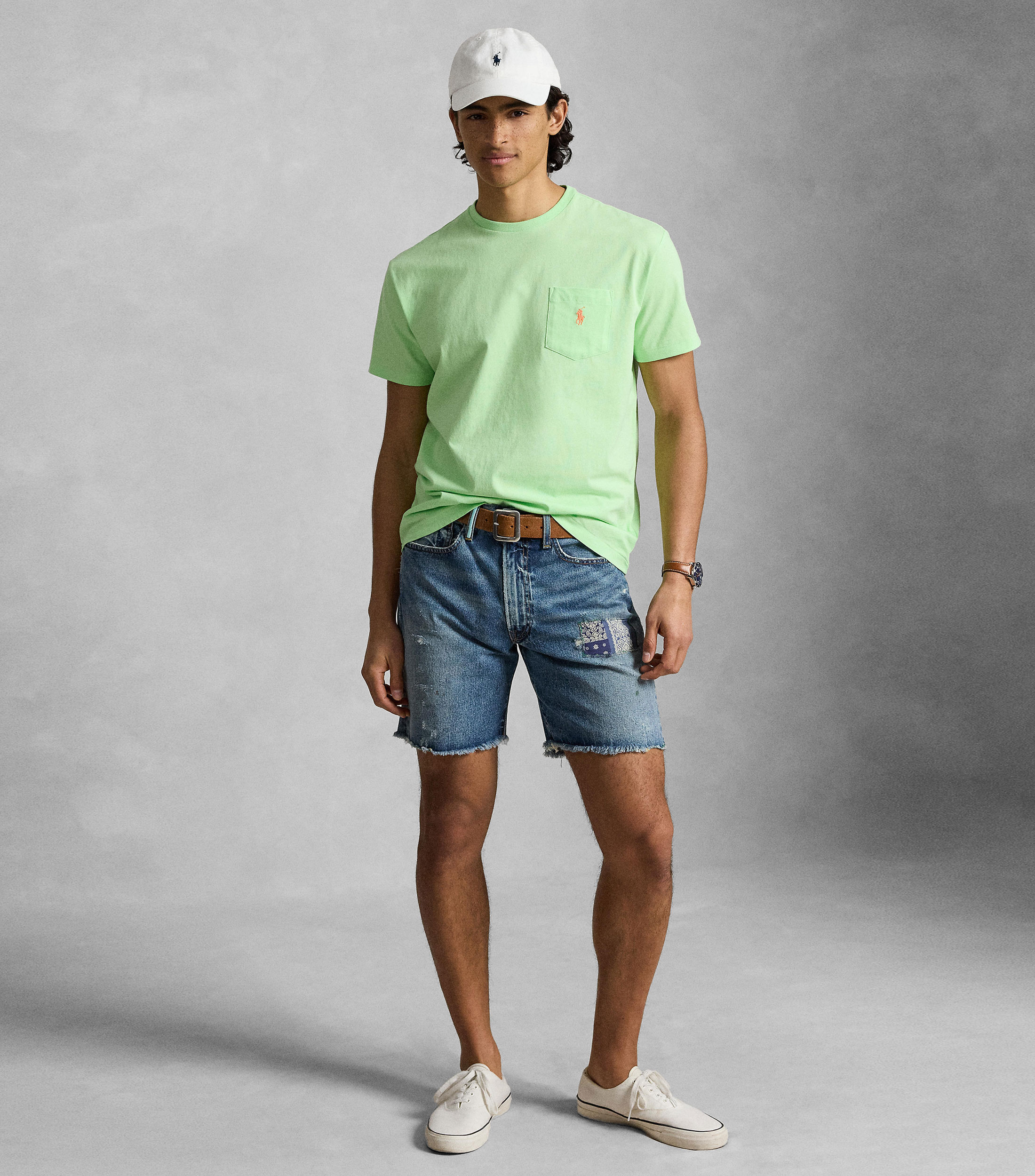 Playera cuello redondo manga corta sólida Hombre