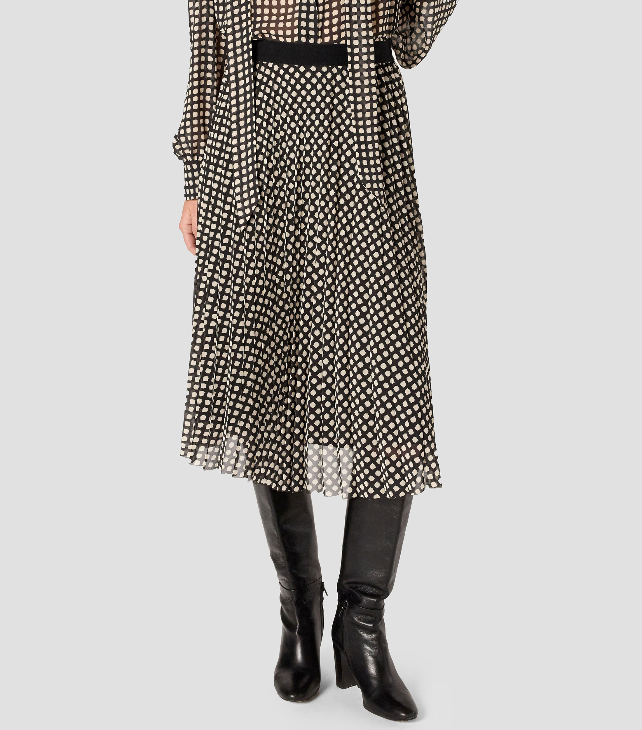 Falda Midi corte recto polkadots Mujer