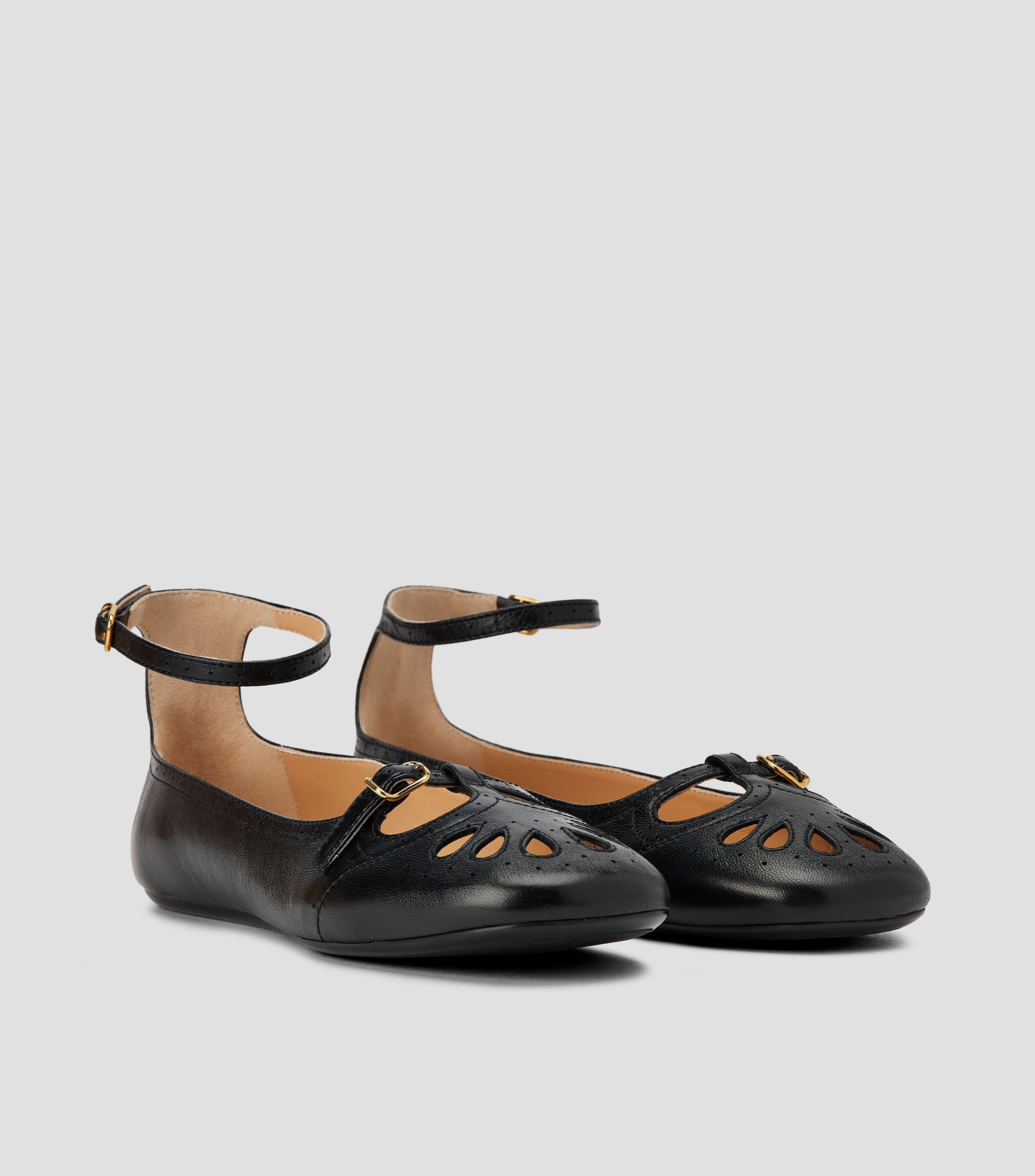 Flats Misty en piel con calados Mujer