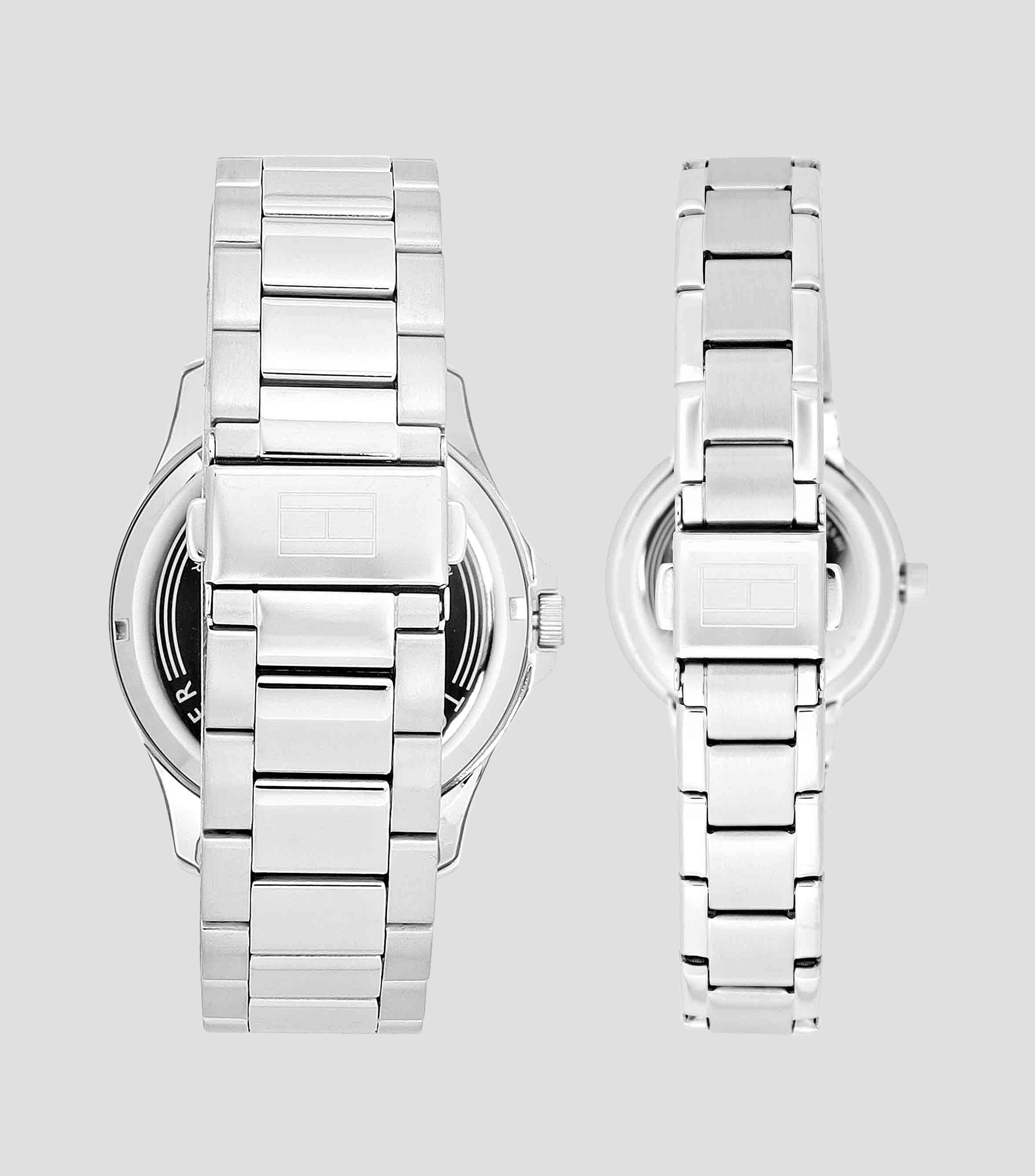 Reloj para Hombre Gift Set Clásico + Reloj para Mujer Clásico Azul, Plateado