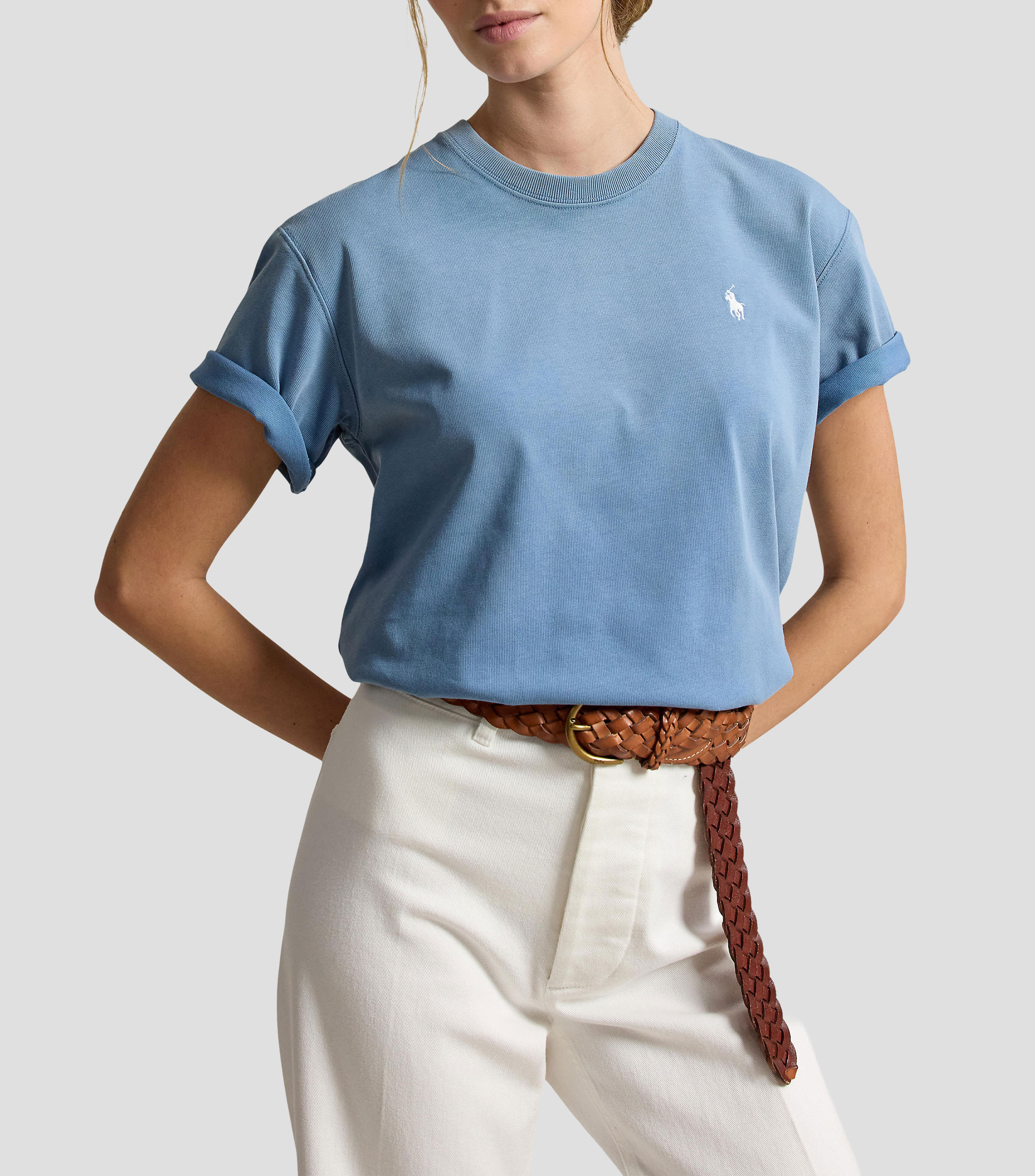 Playera cuello redondo manga corta lisa Mujer