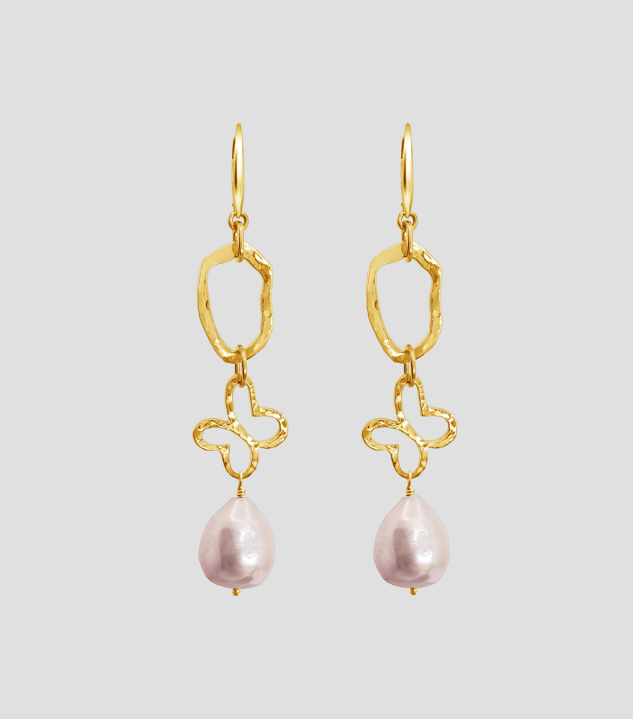 Aretes en plata .925 eslabón de mariposa con perla Liberty Mujer