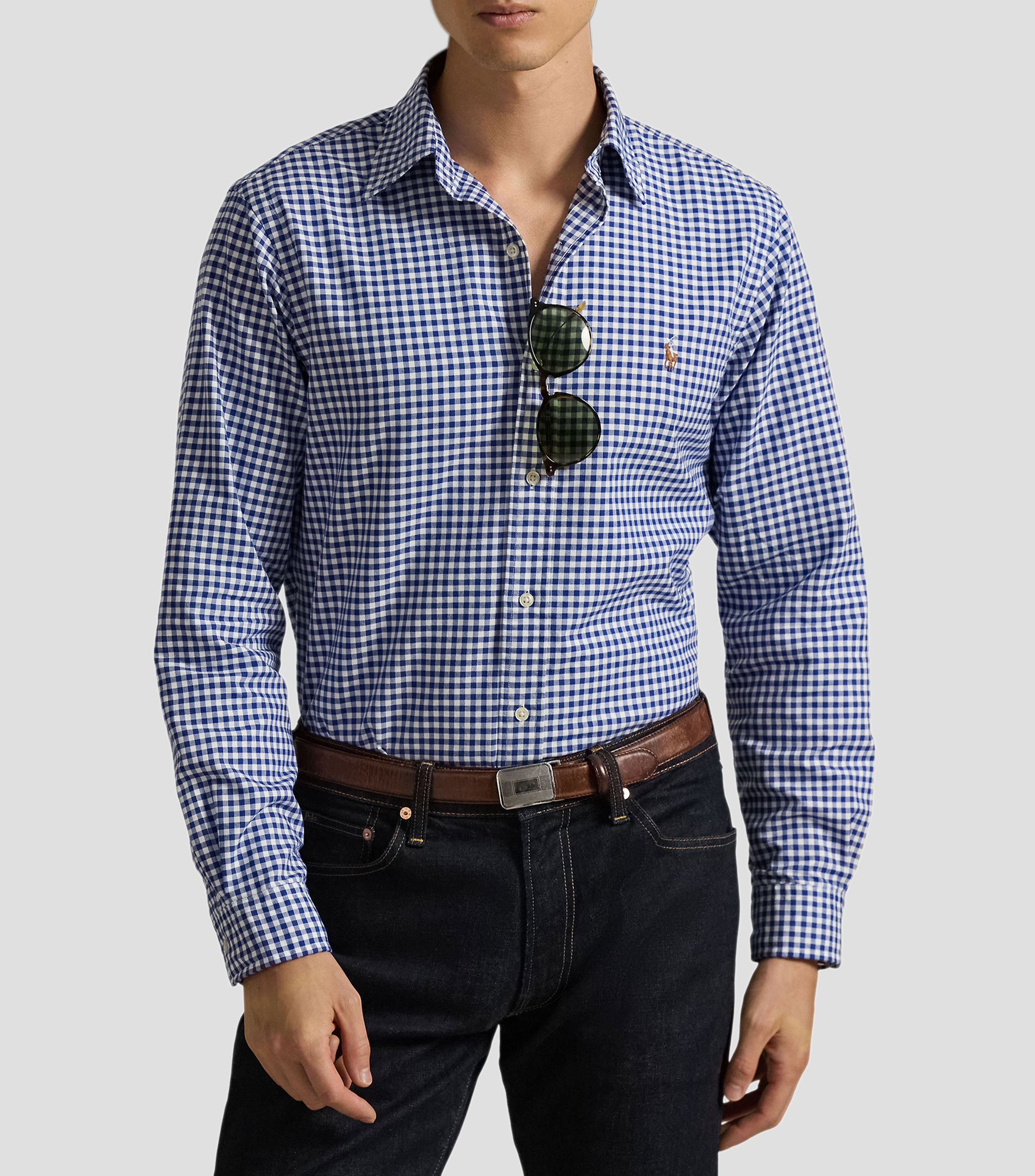 Camisa con cuadros manga larga Hombre