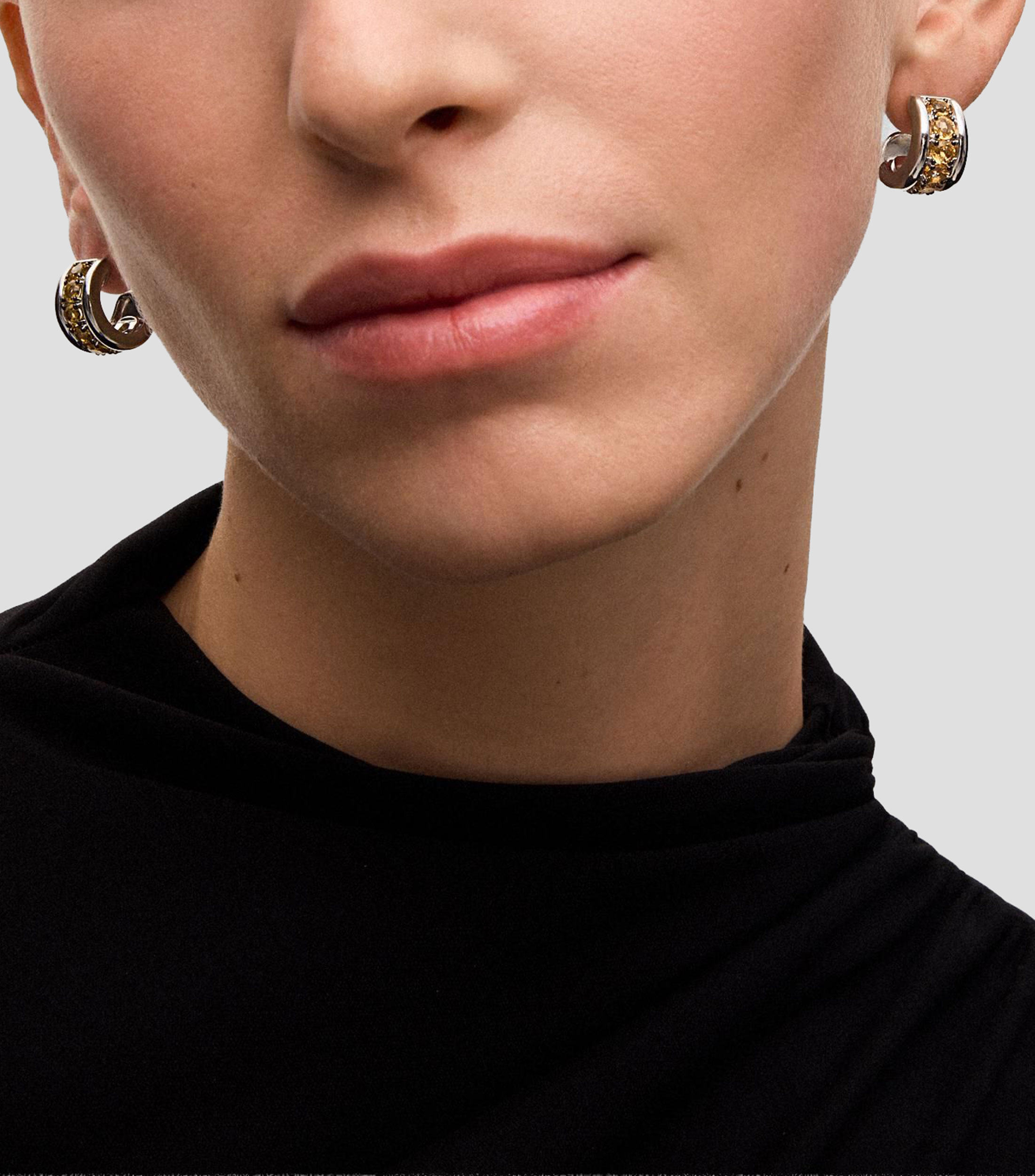 Aretes en Plata .925 con pave de cuarzos citrinos Mujer