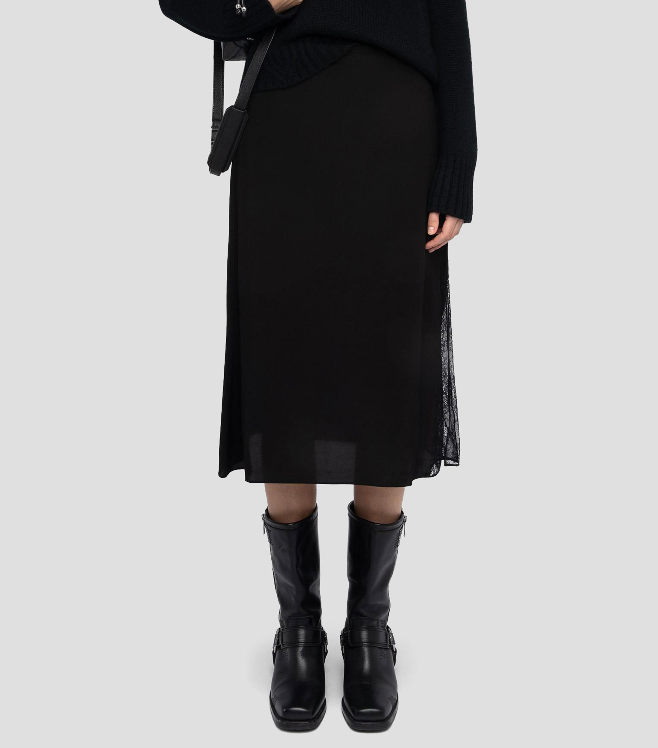 Falda midi de corte regular lisa Mujer