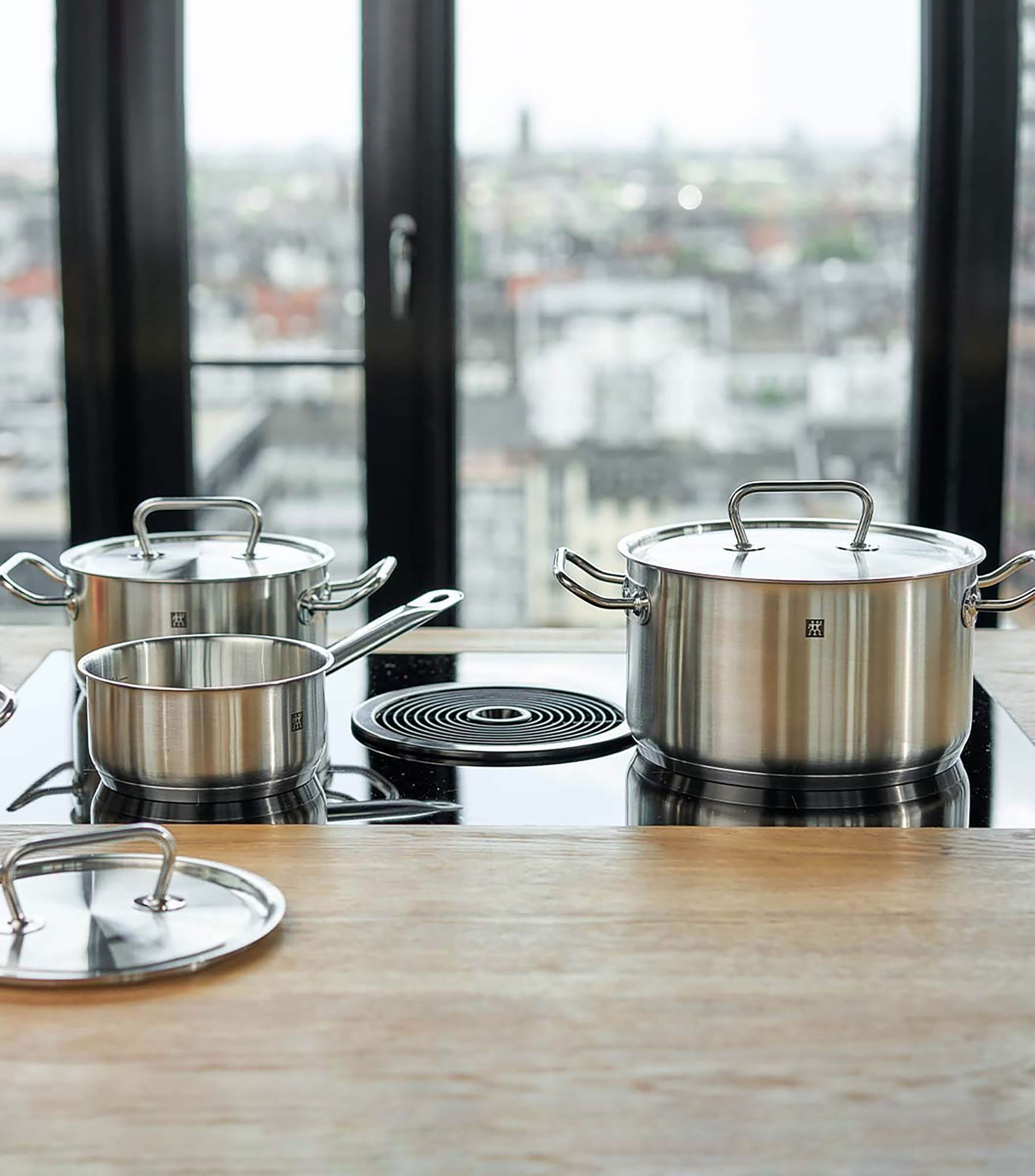Batería de cocina en acero inoxidable Promo 9 piezas plateado