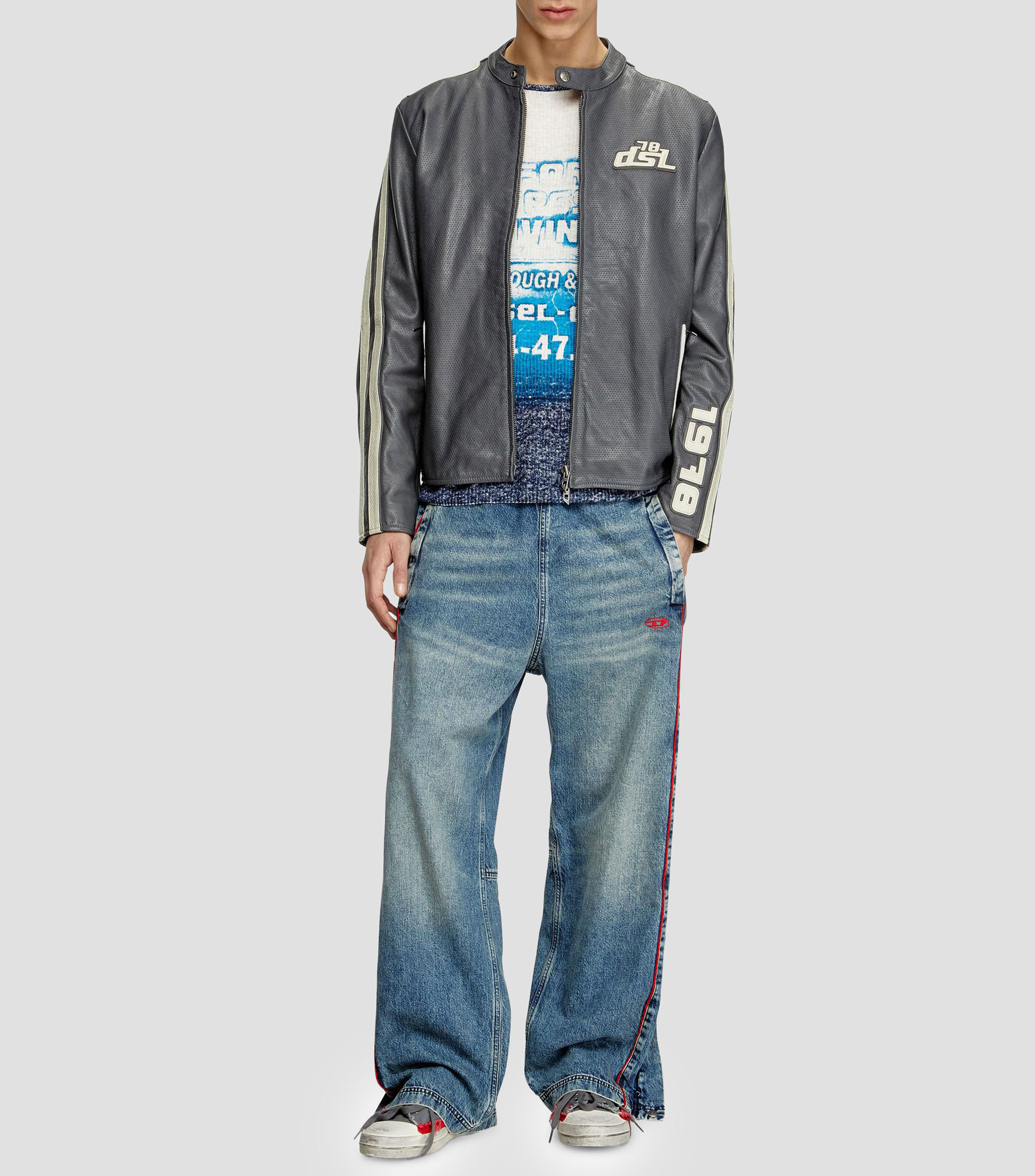 Chamarra biker L-Pop de piel Hombre