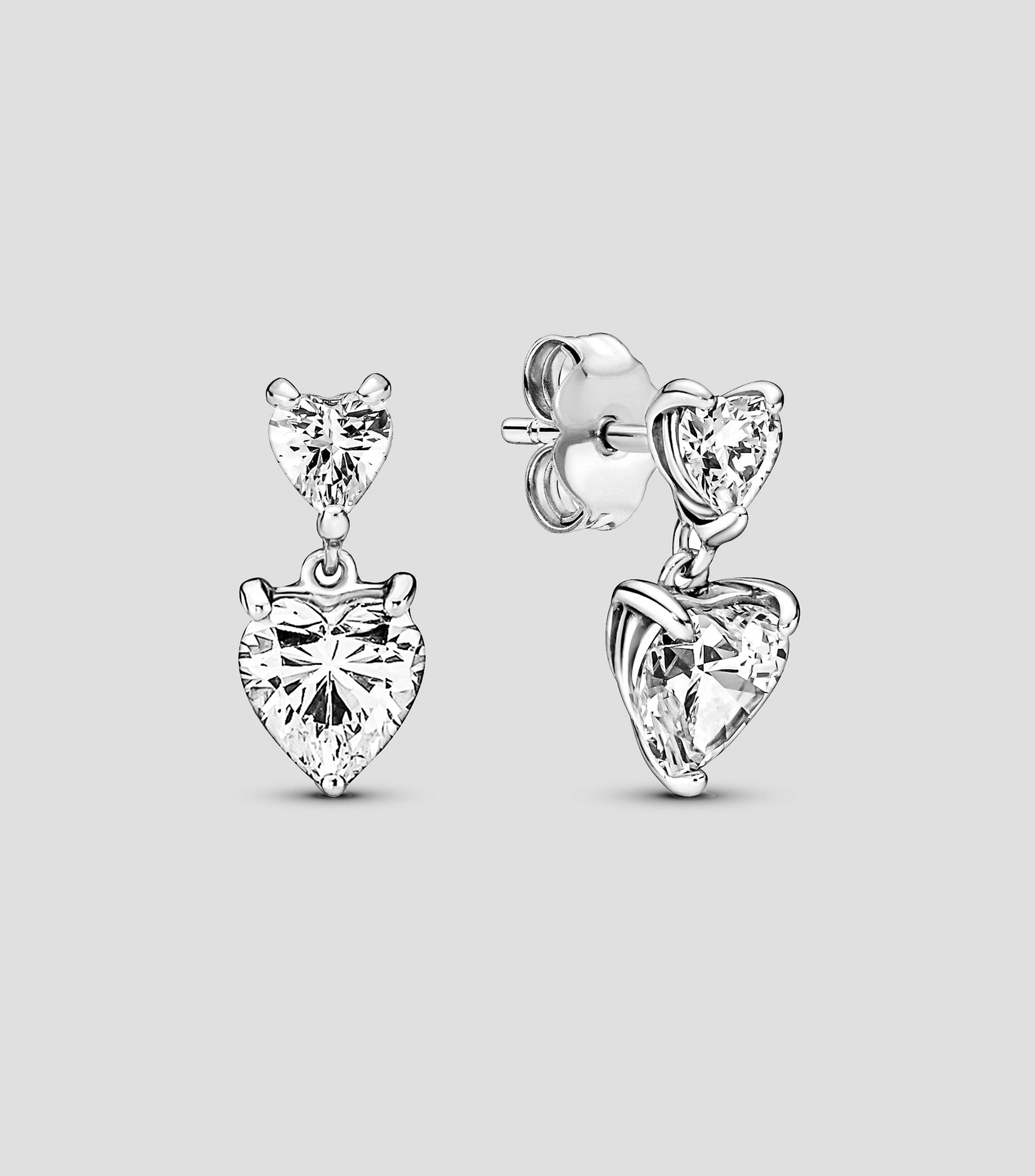 Aretes en plata Doble corazón Pandora Timeless Mujer