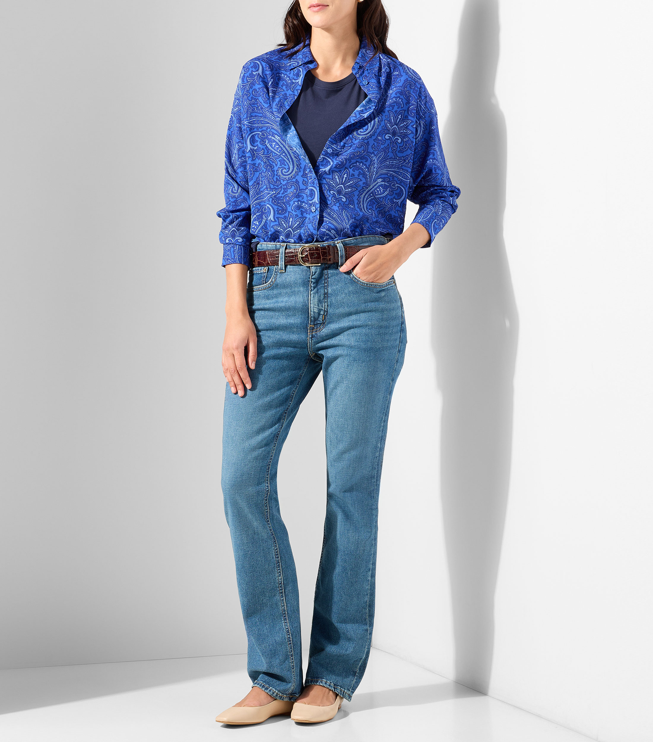 Camisa estampada manga larga Mujer