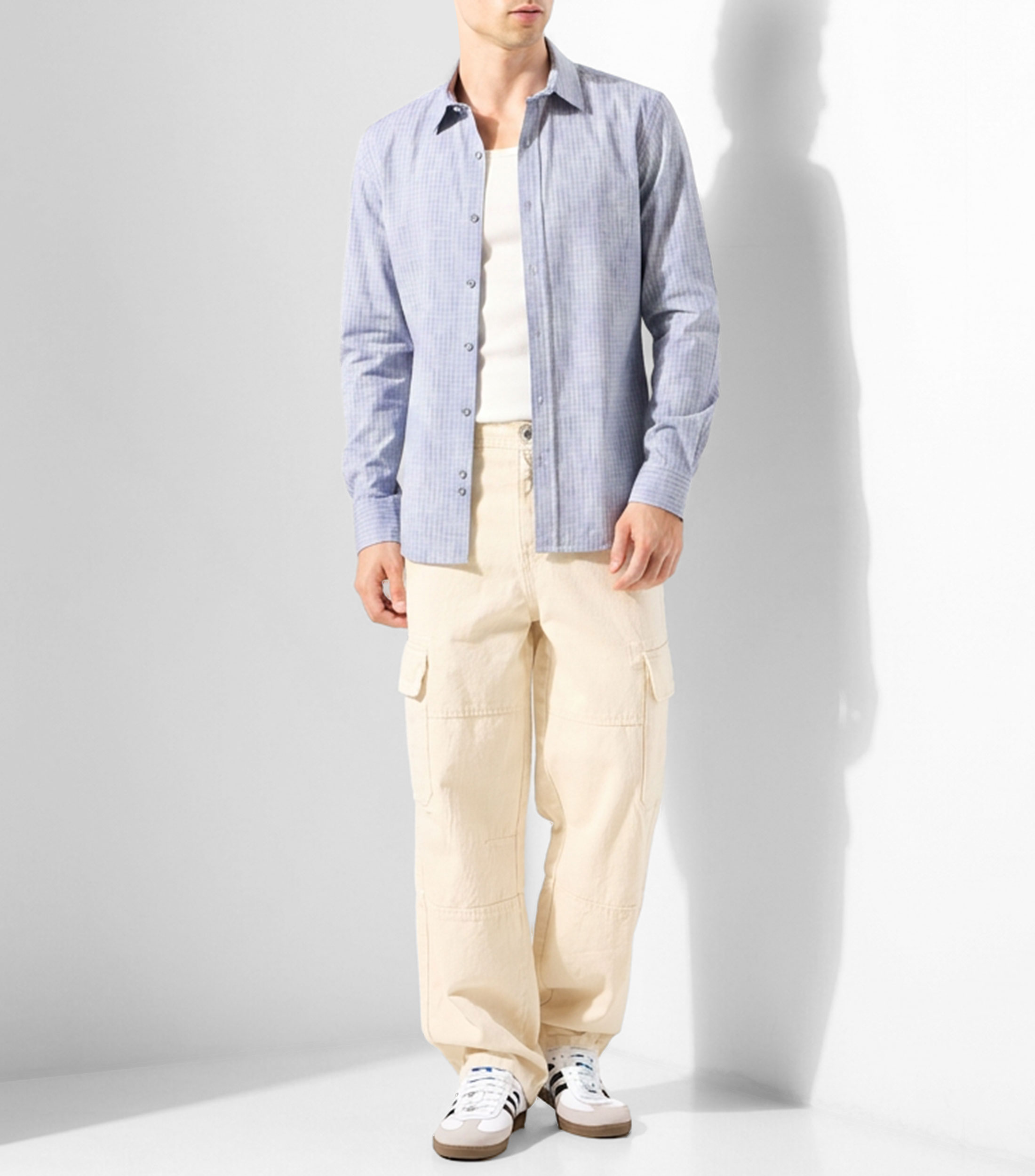 Camisa cuadros manga larga Hombre