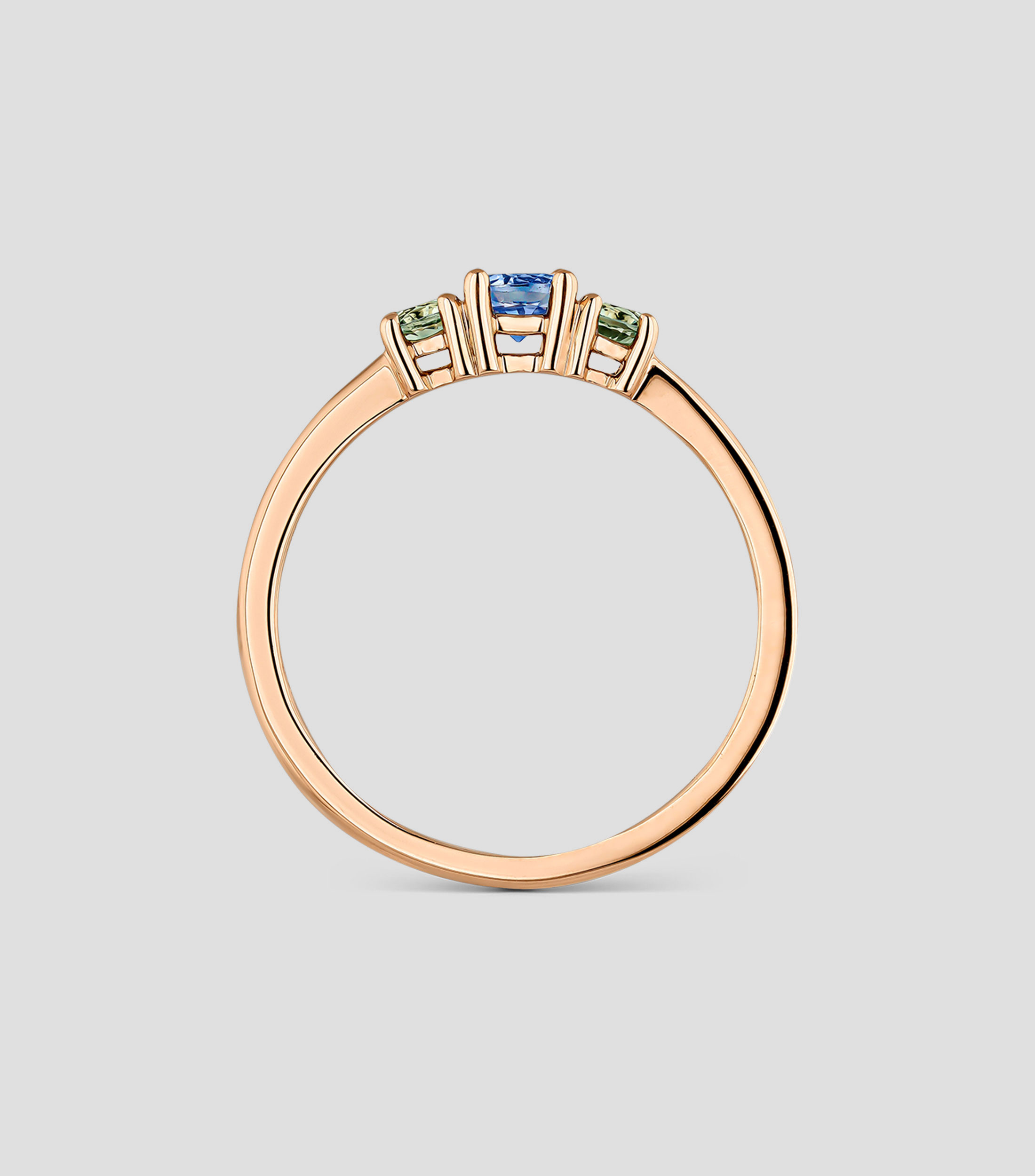Anillo en oro rosa de 18 Kts con zafiros Mujer