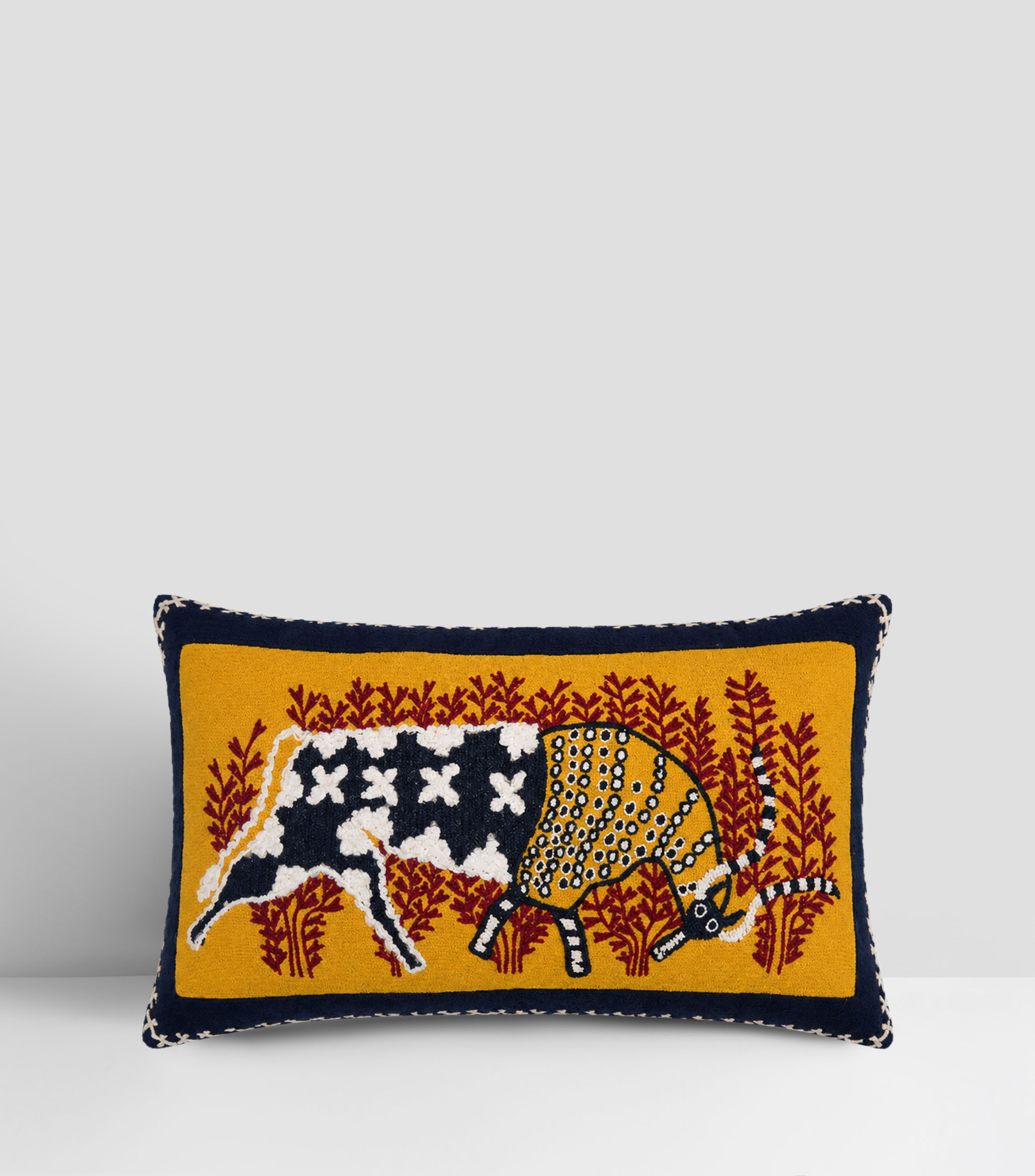 Cojín decorativo ancestral con bordado