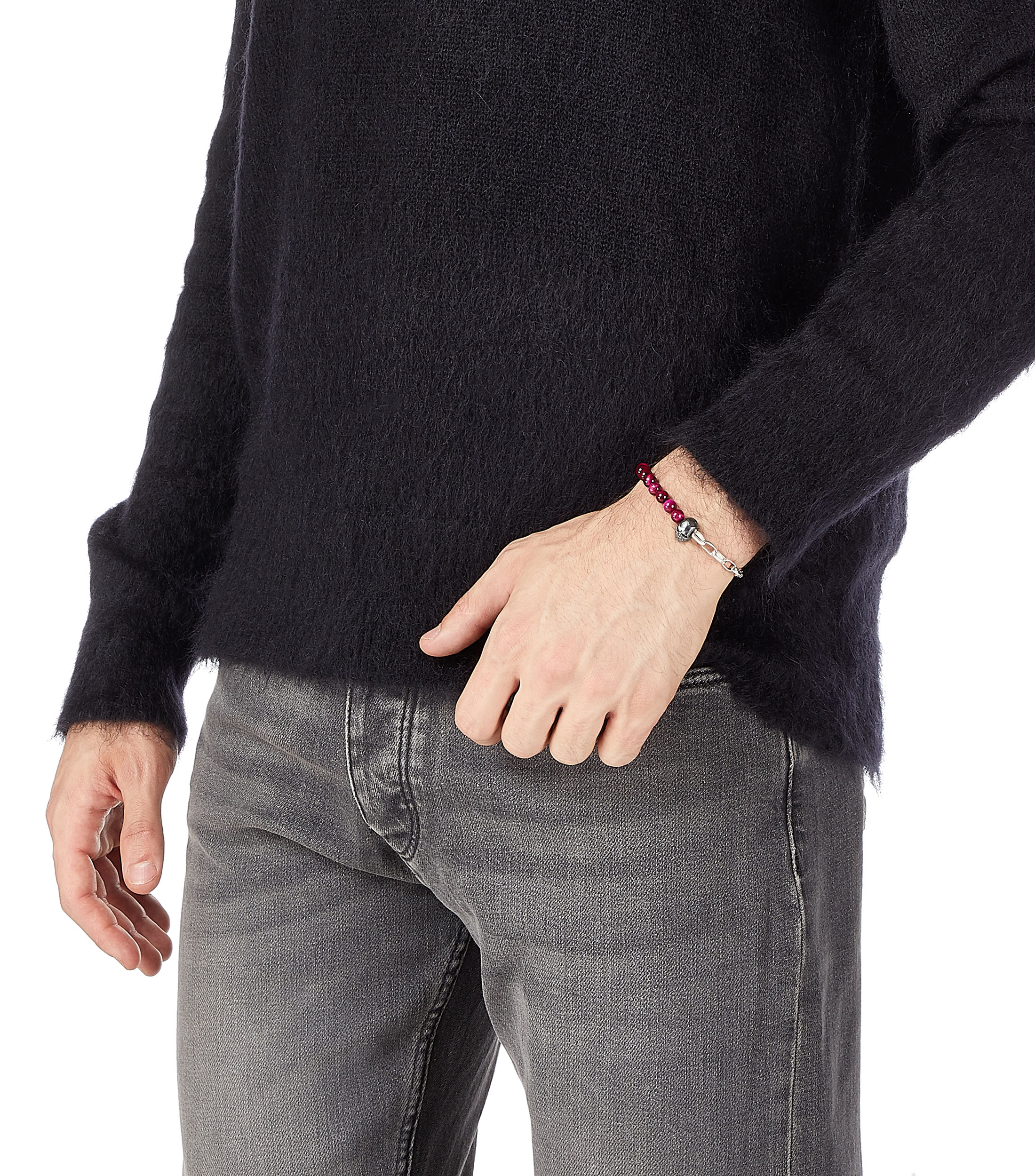 Pulsera Skull Pink Tiger Eye Hombre
