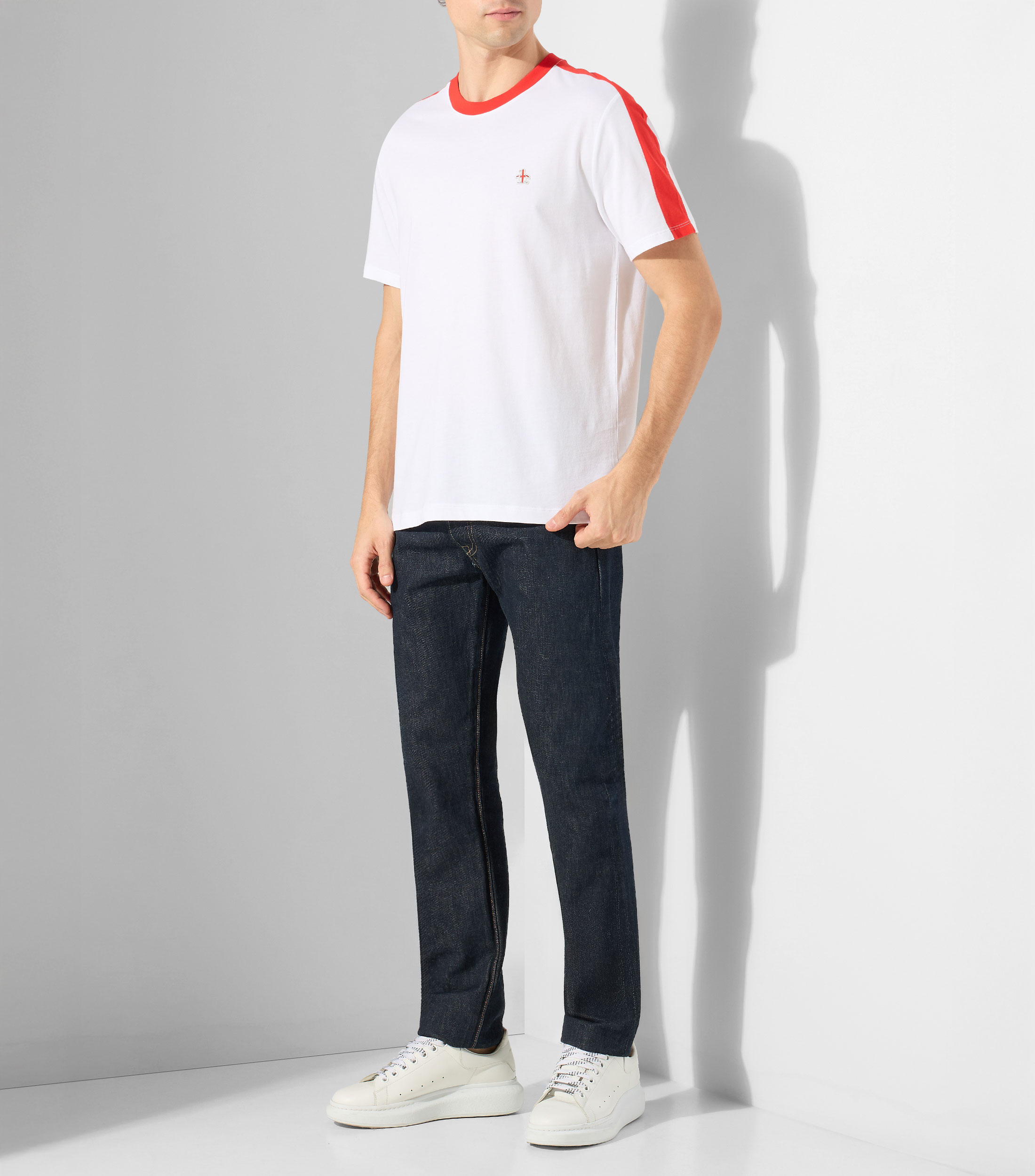 Playera de cuello redondo con manga corta lisa Hombre