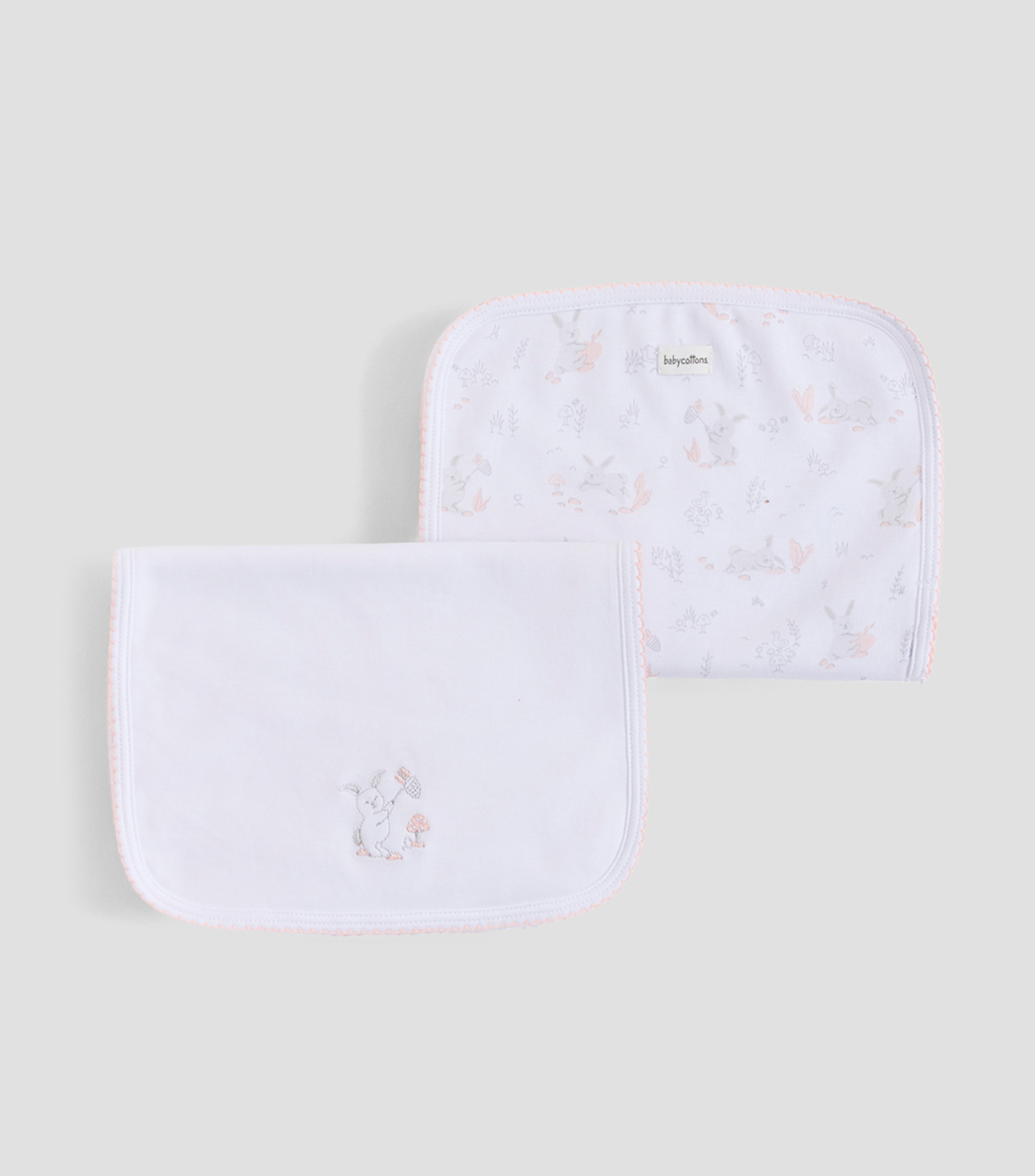 Set 2 baberos Bunny en algodón blanco Bebé