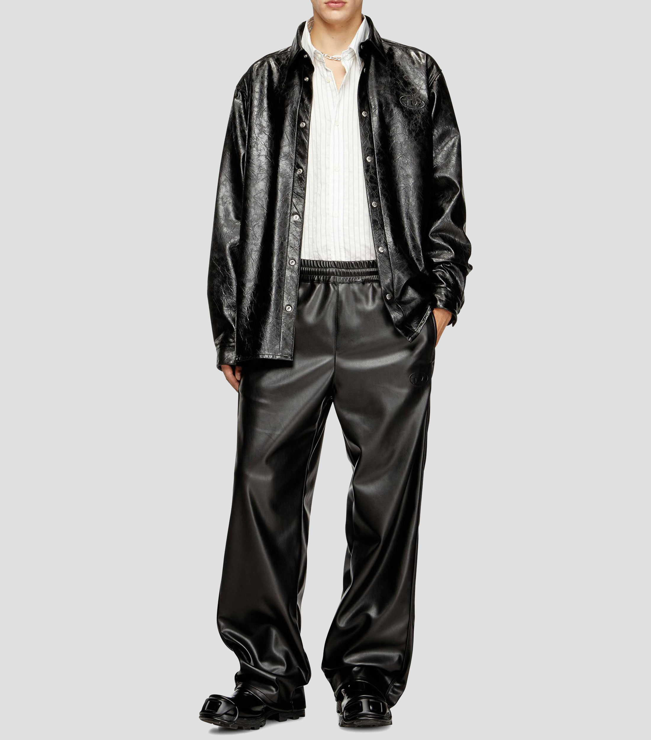 Camisa Lisa cuello camisero manga corta Hombre