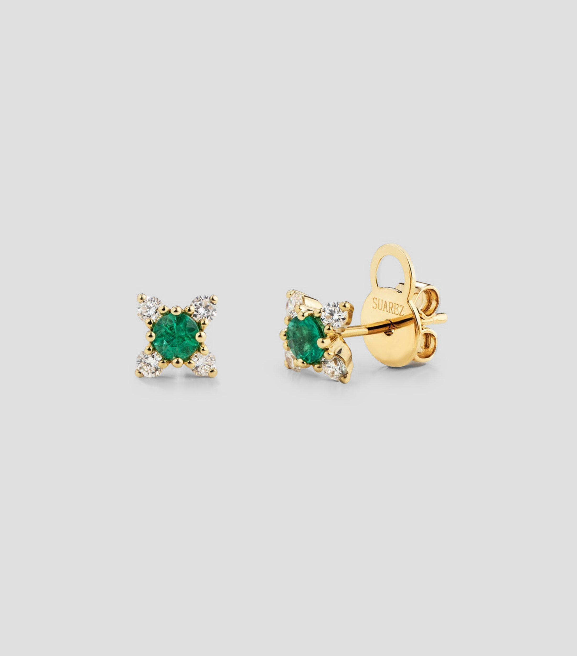 Aretes en Oro amarillo de 18 Kilates con esmeralda y diamantes Saiph Mujer