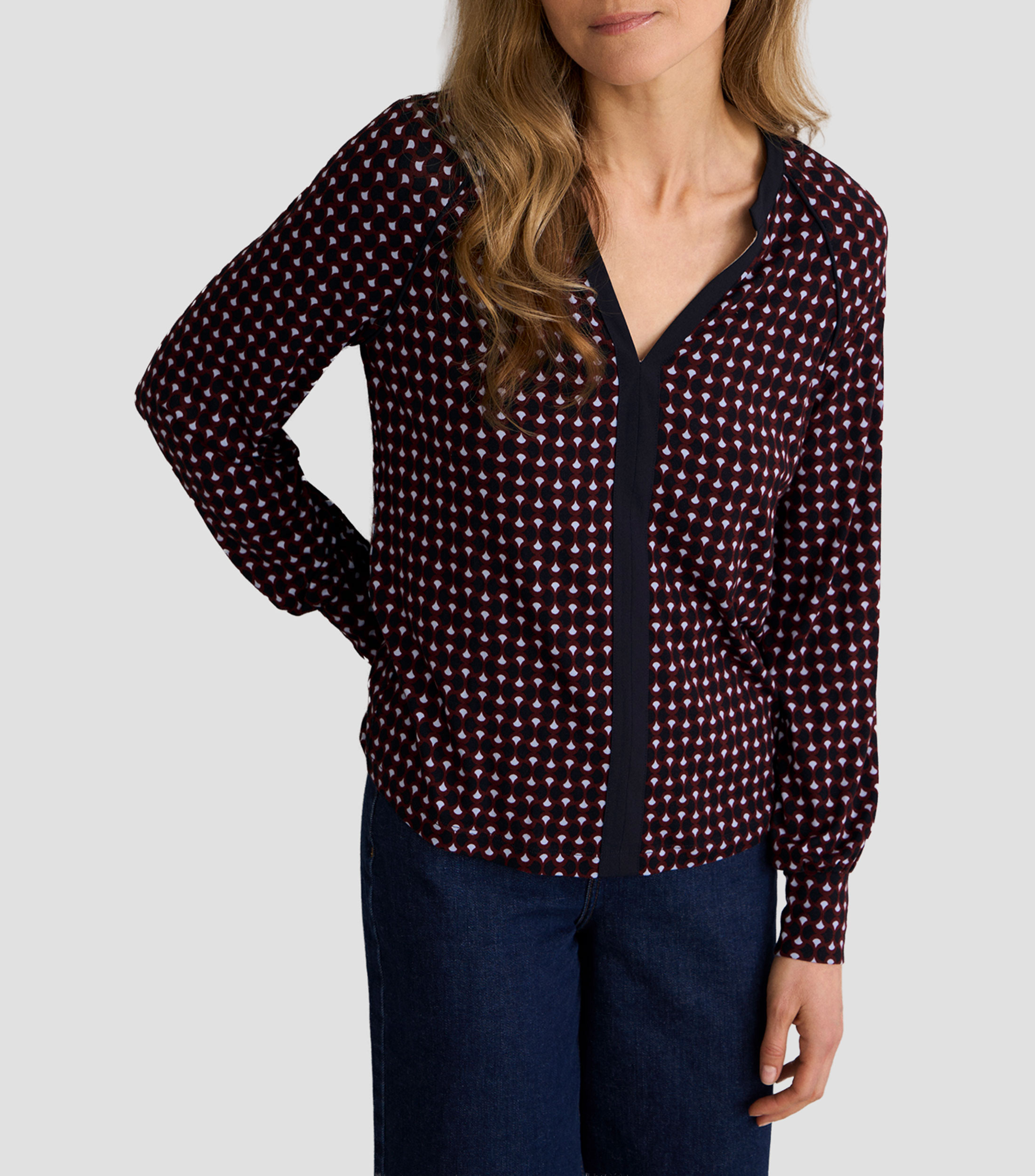 Blusa estampada manga larga Mujer