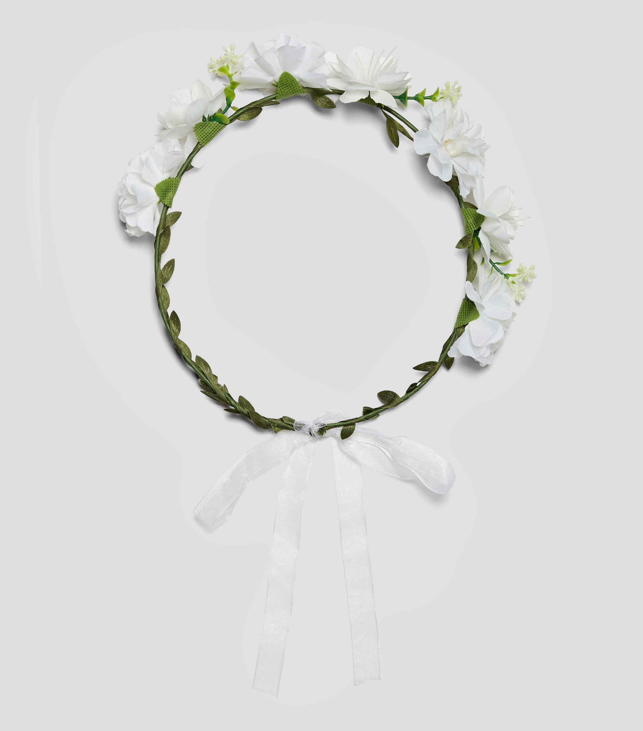 Diadema para ceremonia - Corona de flores blanca Nina