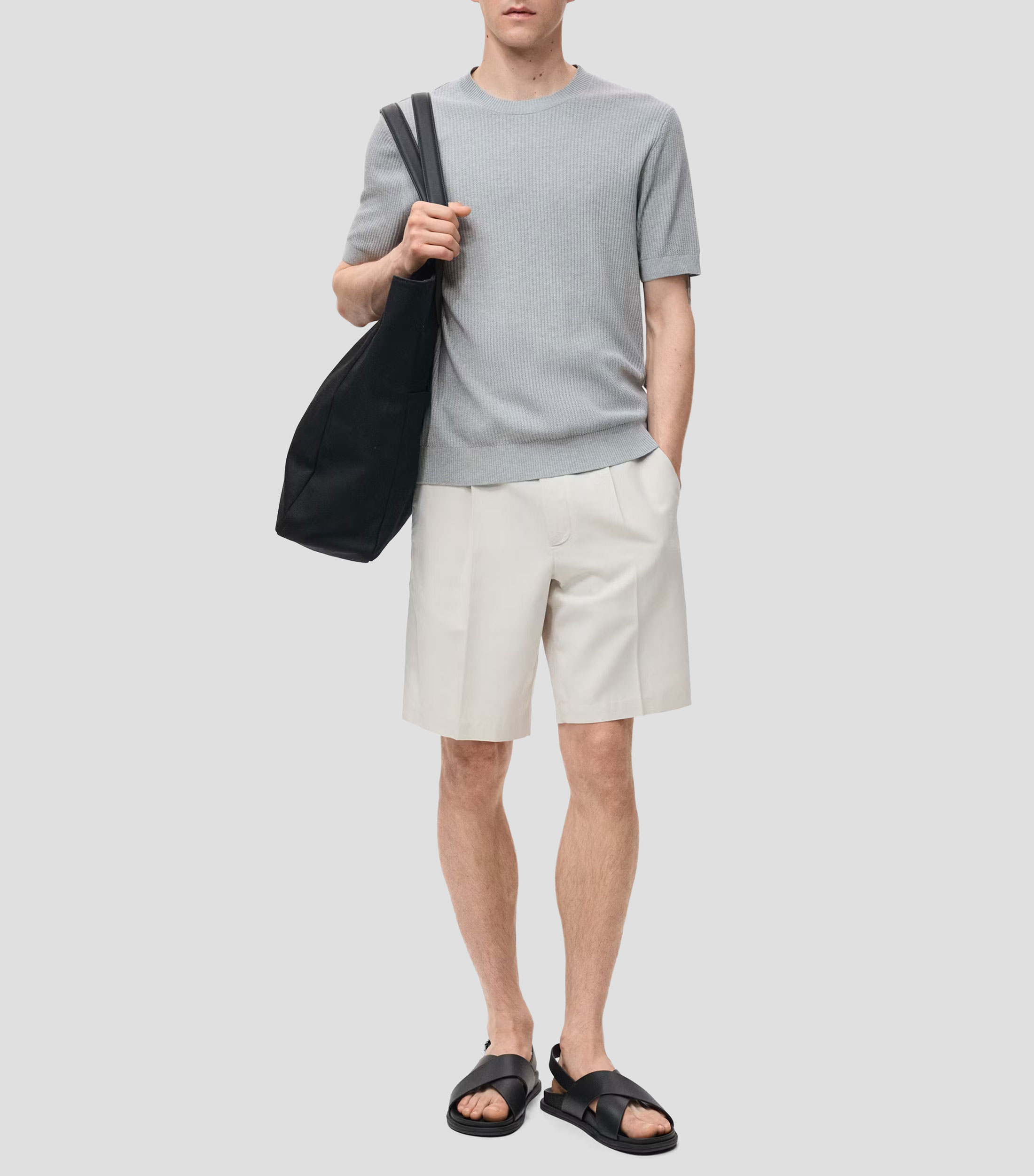 Playera cuello redondo manga corta sólida Hombre