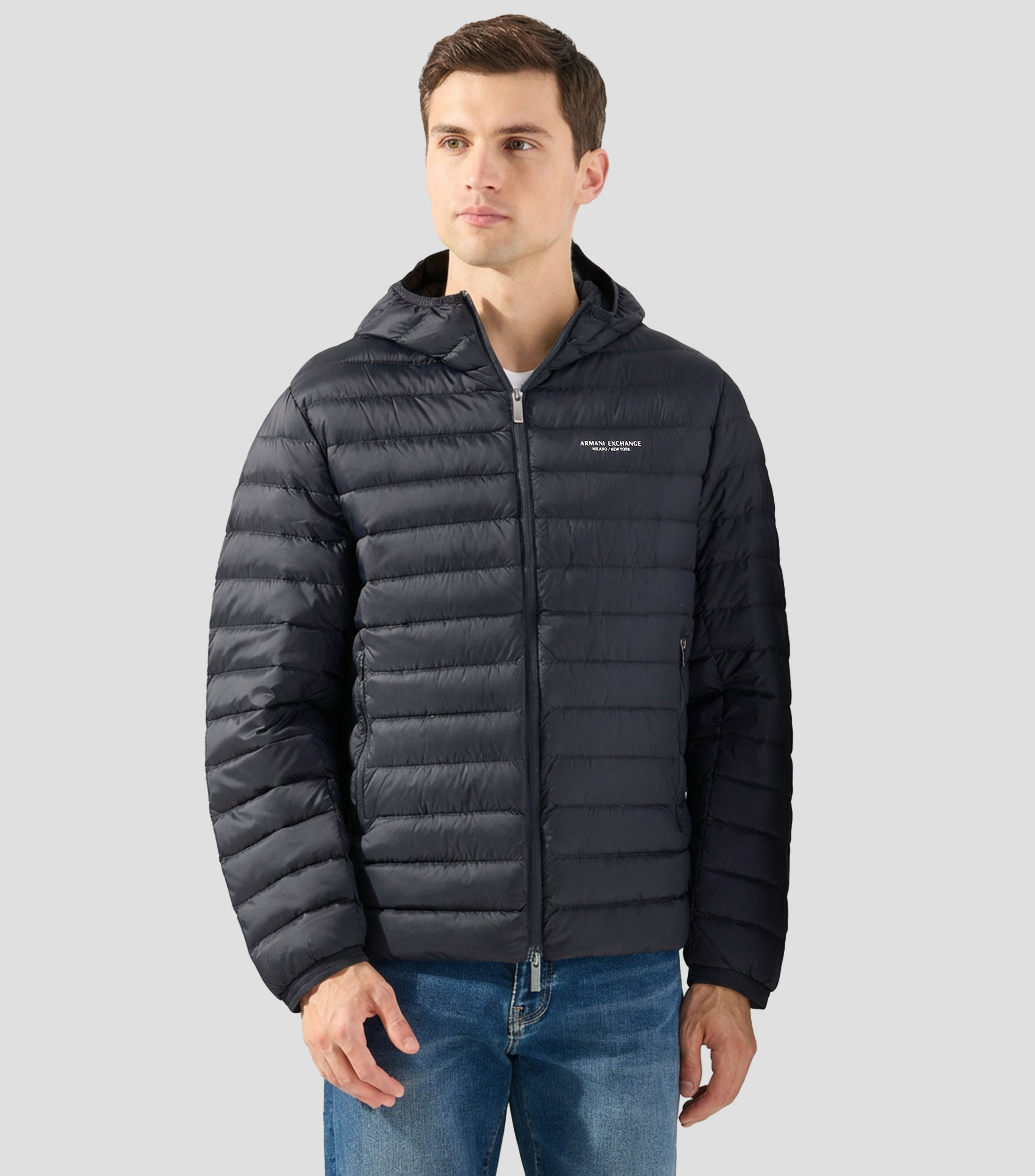 Chamarra puffer con capucha Hombre