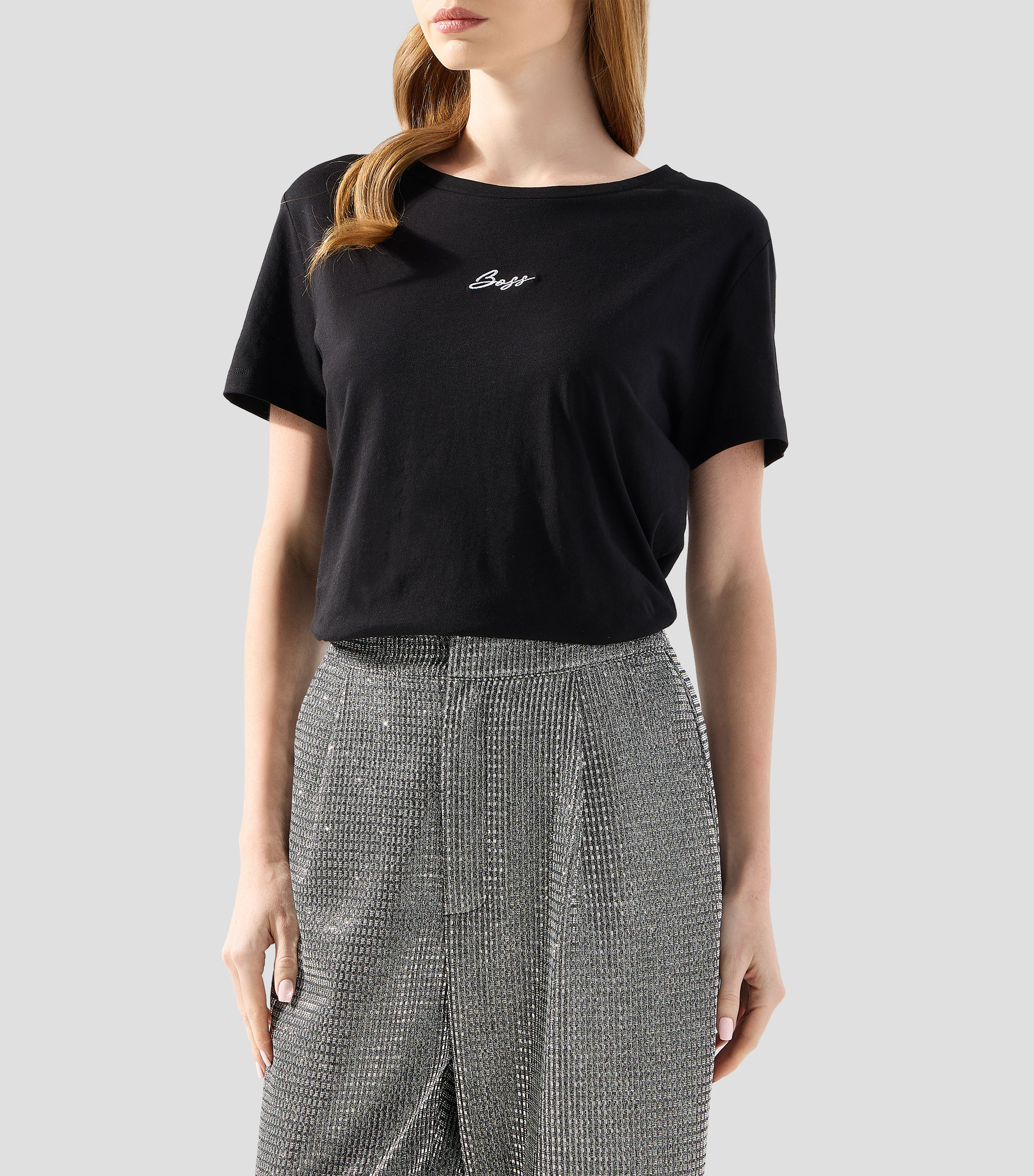 Playera cuello redondo manga corta lisa Mujer