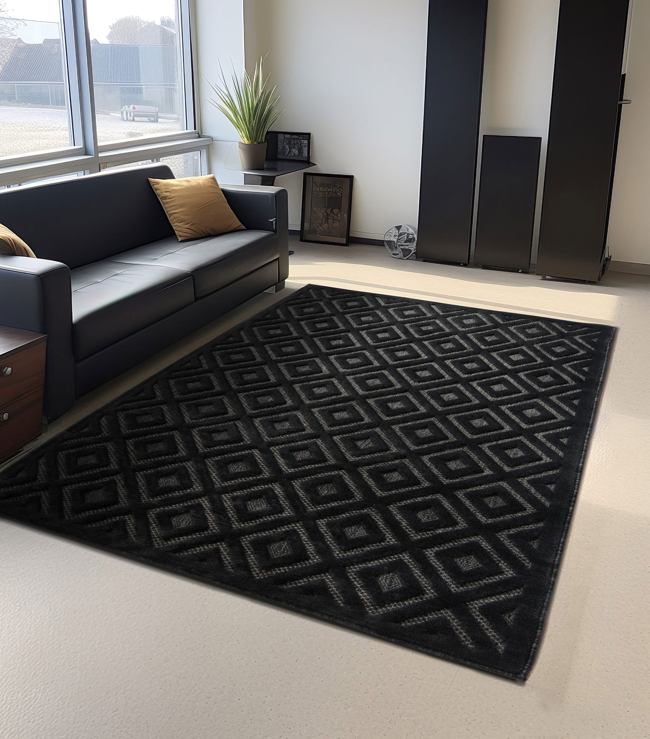 Tapete decorativo Concept negro en polipropileno 180x120cm
