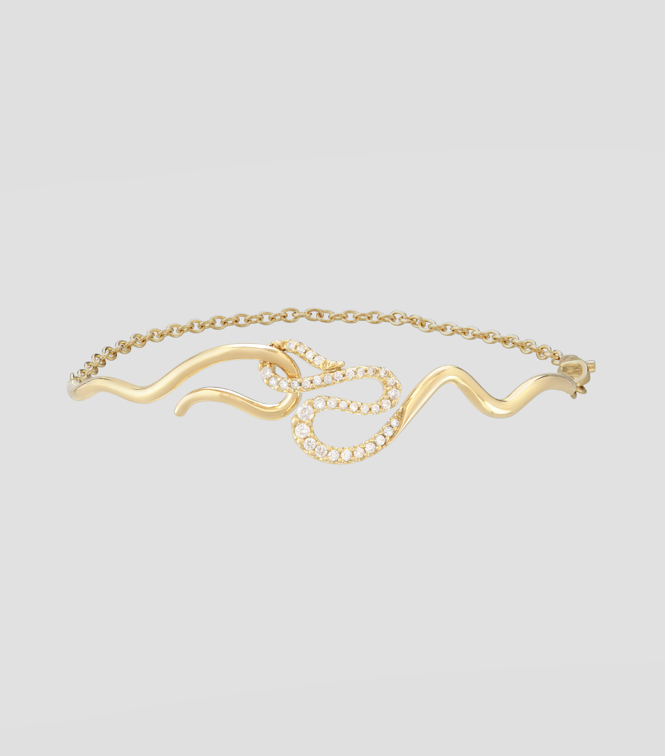 Pulsera en oro amarillo de 18 Kilates con diamantes Snake Motif Mujer