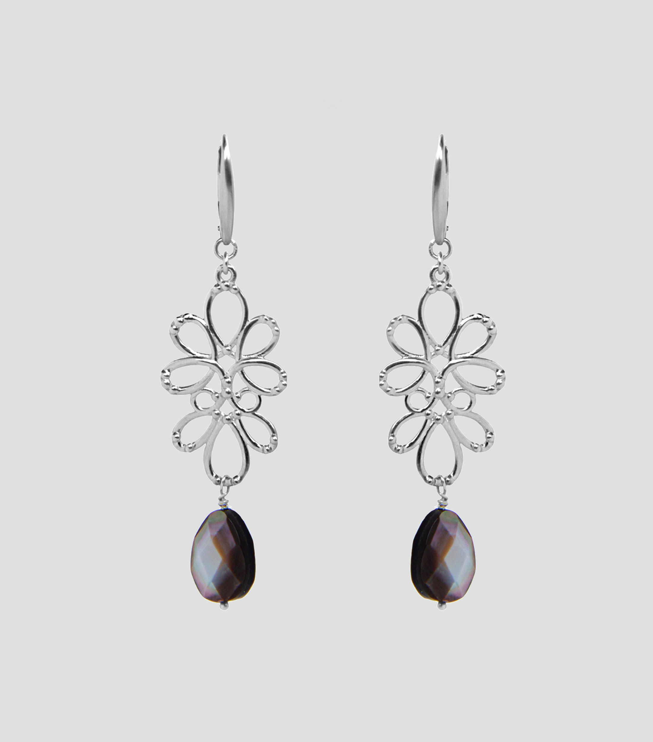 Aretes en plata .925 alargados con piedra Mujer