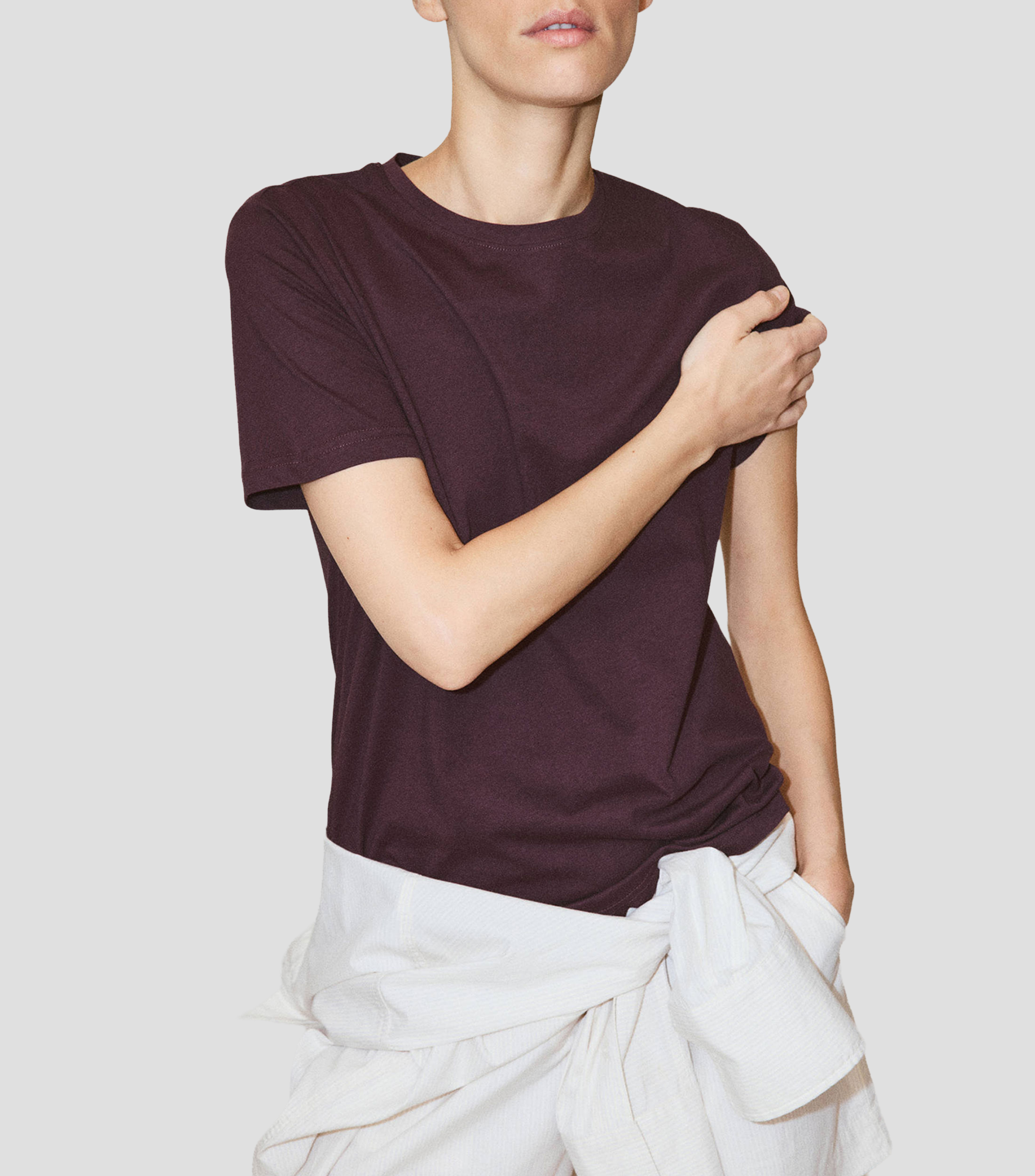 Playera cuello redondo manga corta lisa Mujer