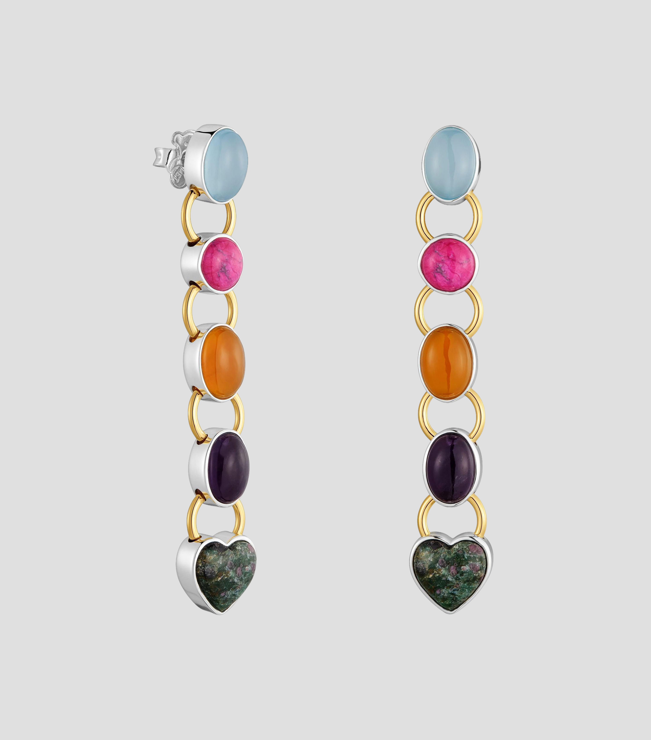 Aretes largos con gemas multicolor Tous Gem Power Mujer