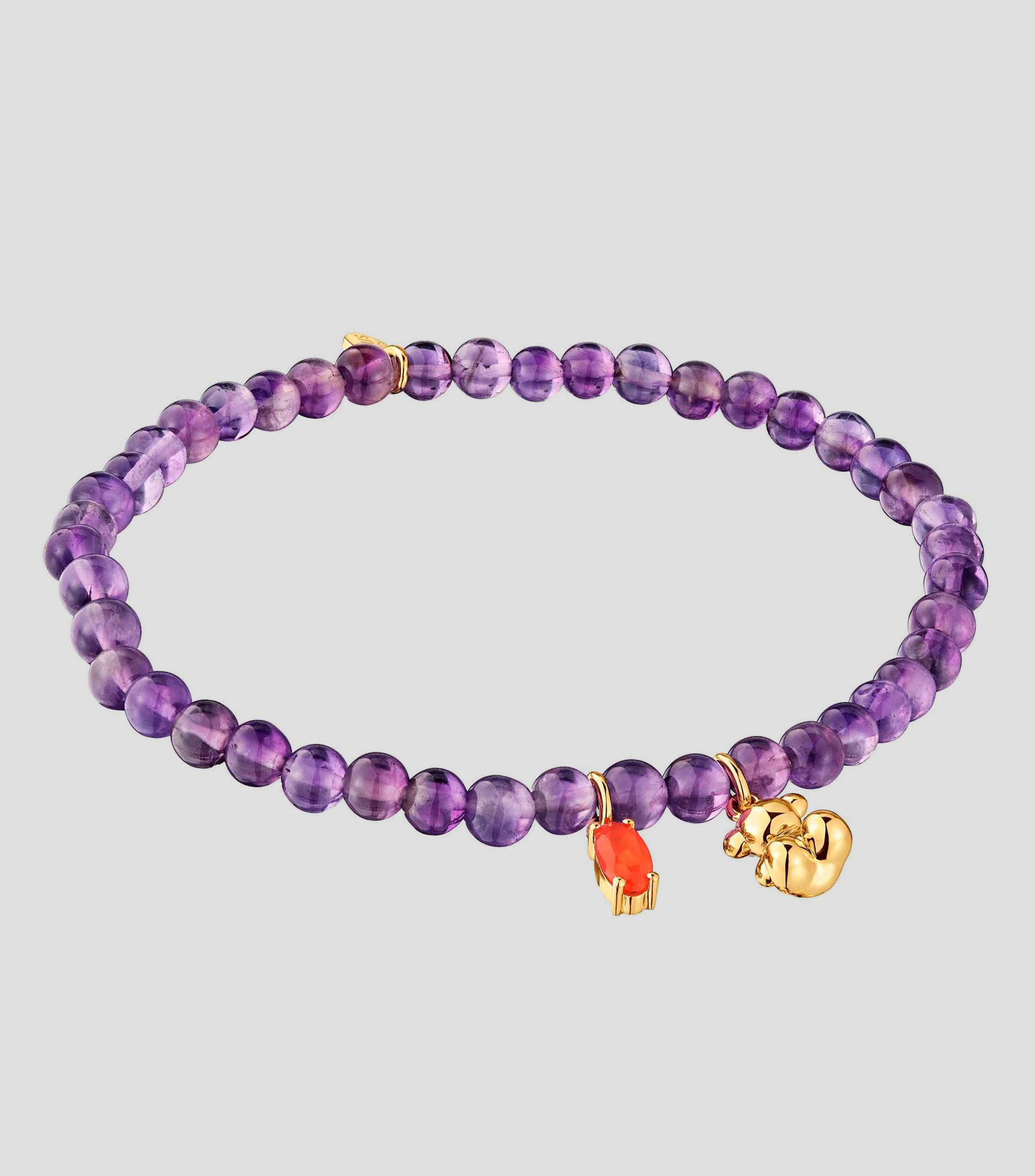 Pulsera elástica con amatista y cornalina Mujer
