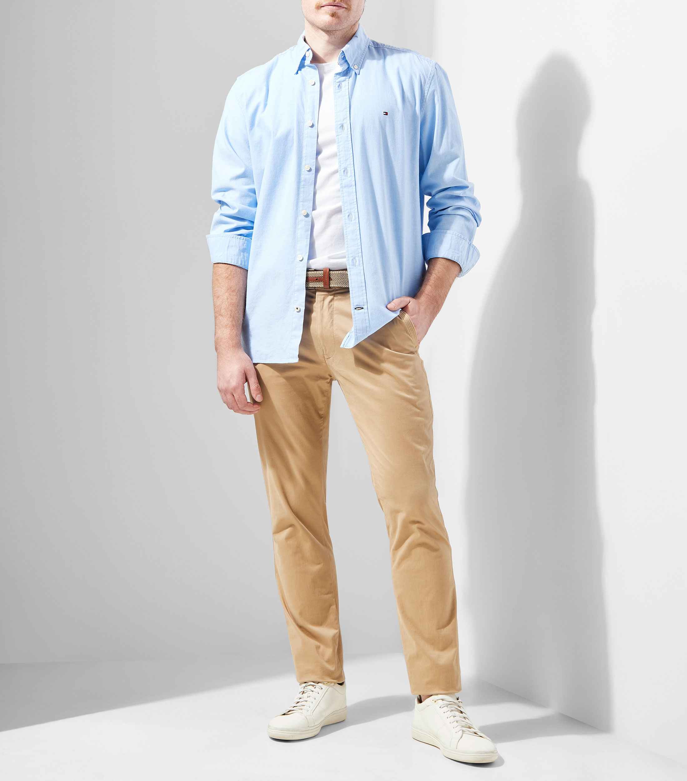 Camisa lisa con manga larga Hombre