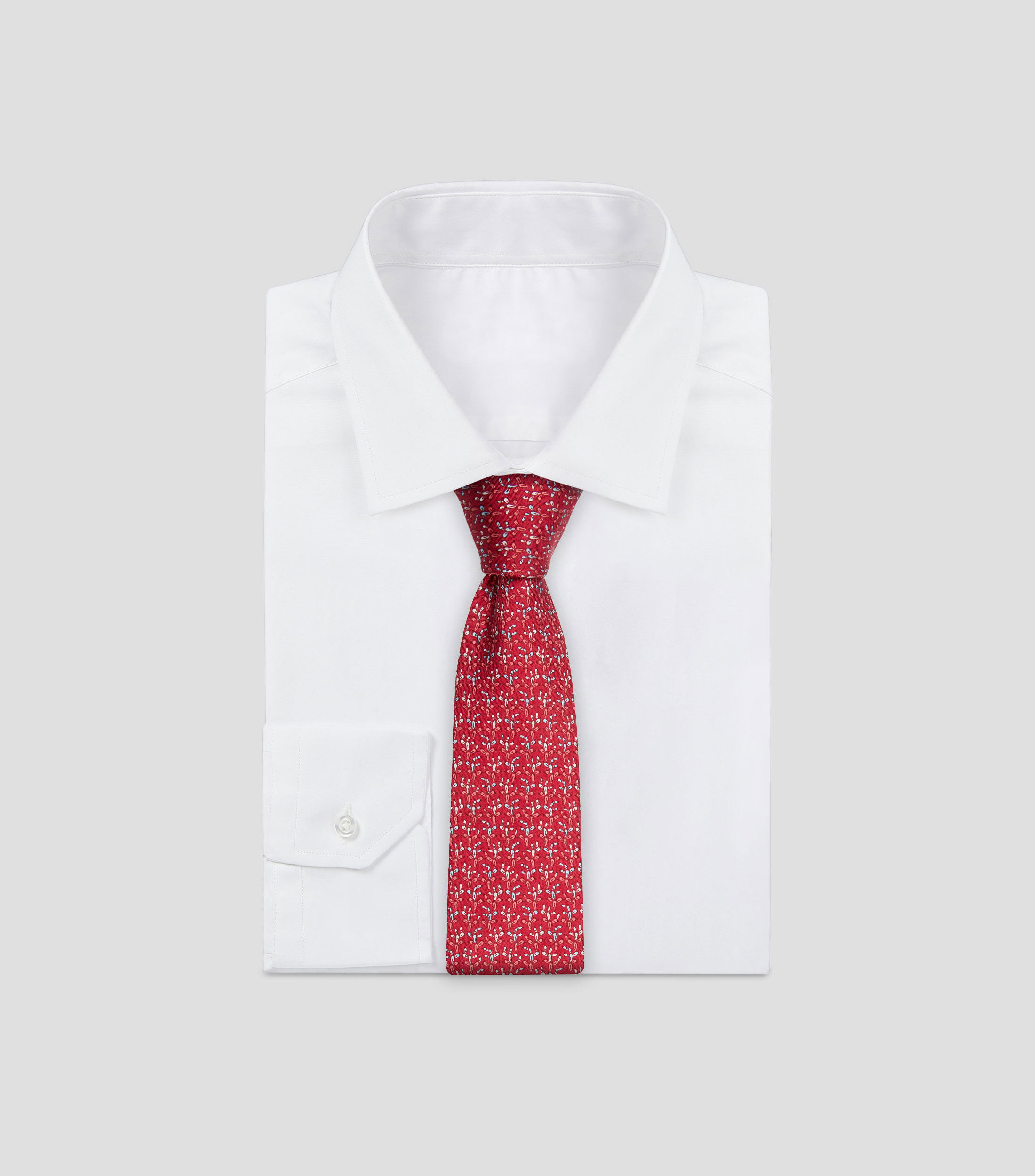 Corbata ancha de seda roja con nopales