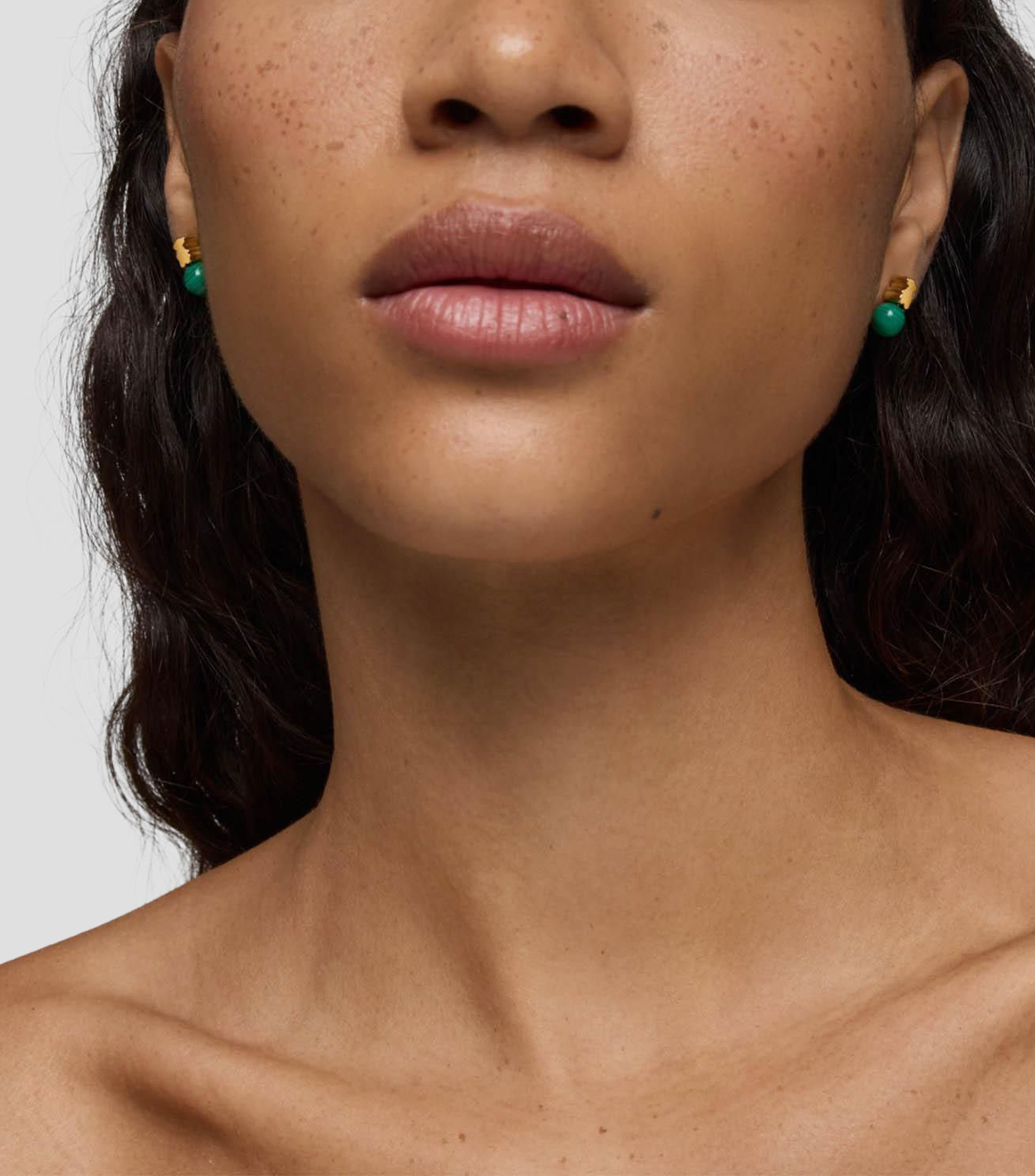 Aretes en plata de oso con malaquita Icon Mesh Mujer