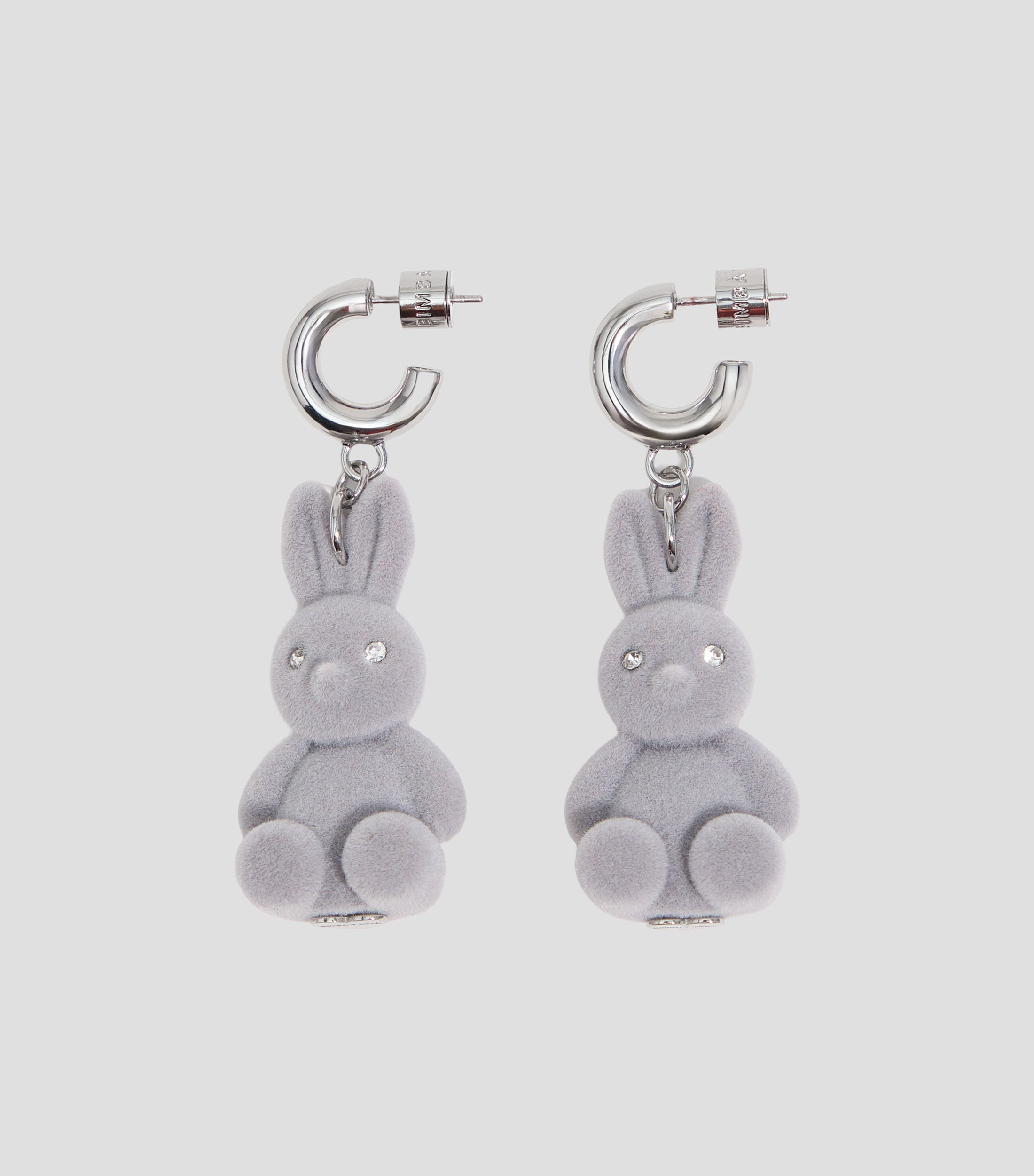 Pendientes aro conejo flocado gris Mujer