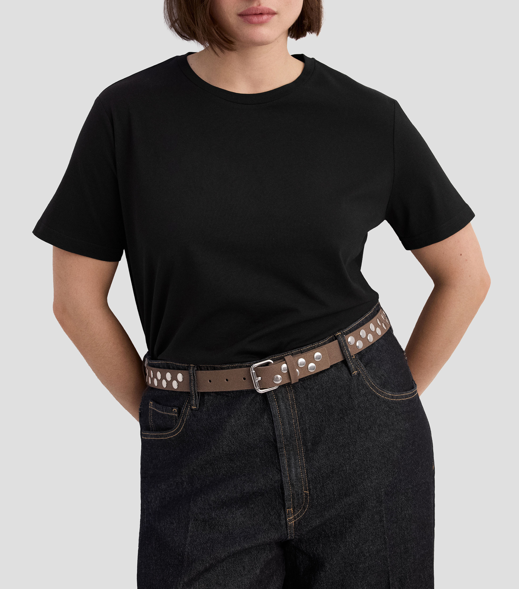 Playera cuello redondo manga corta lisa Mujer