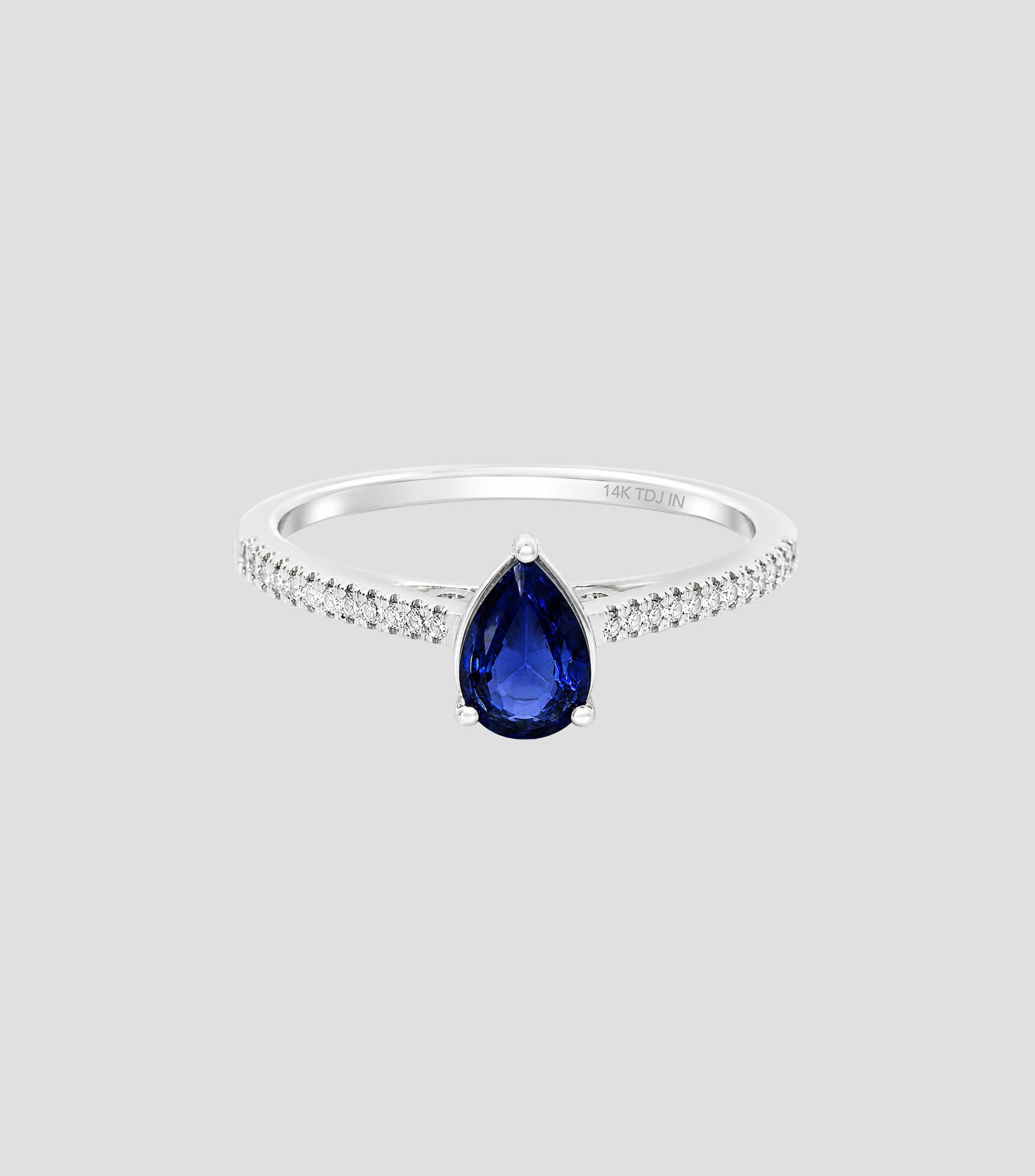 Anillo en Oro de 14 Kilates con zafiro y diamantes Mujer