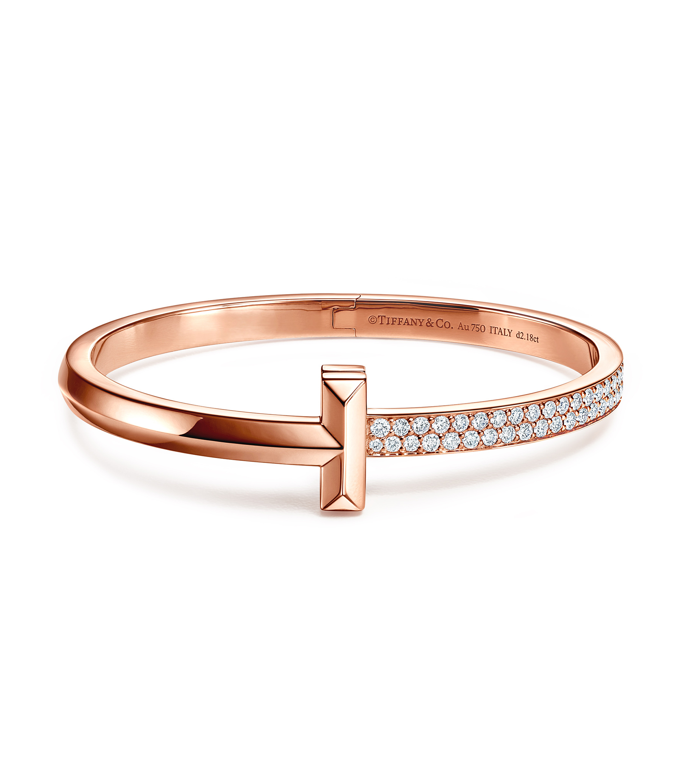 Tiffany & Co. Pulsera ancha Tiffany T T1 con diamantes en oro rosa de
